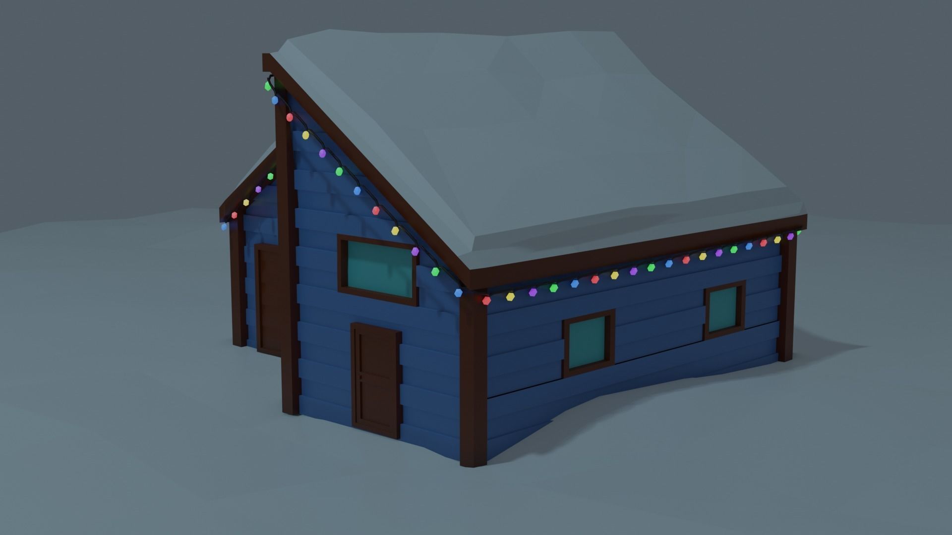 Christmas Suburb Game Ready Houses Low-poly 3D model_1