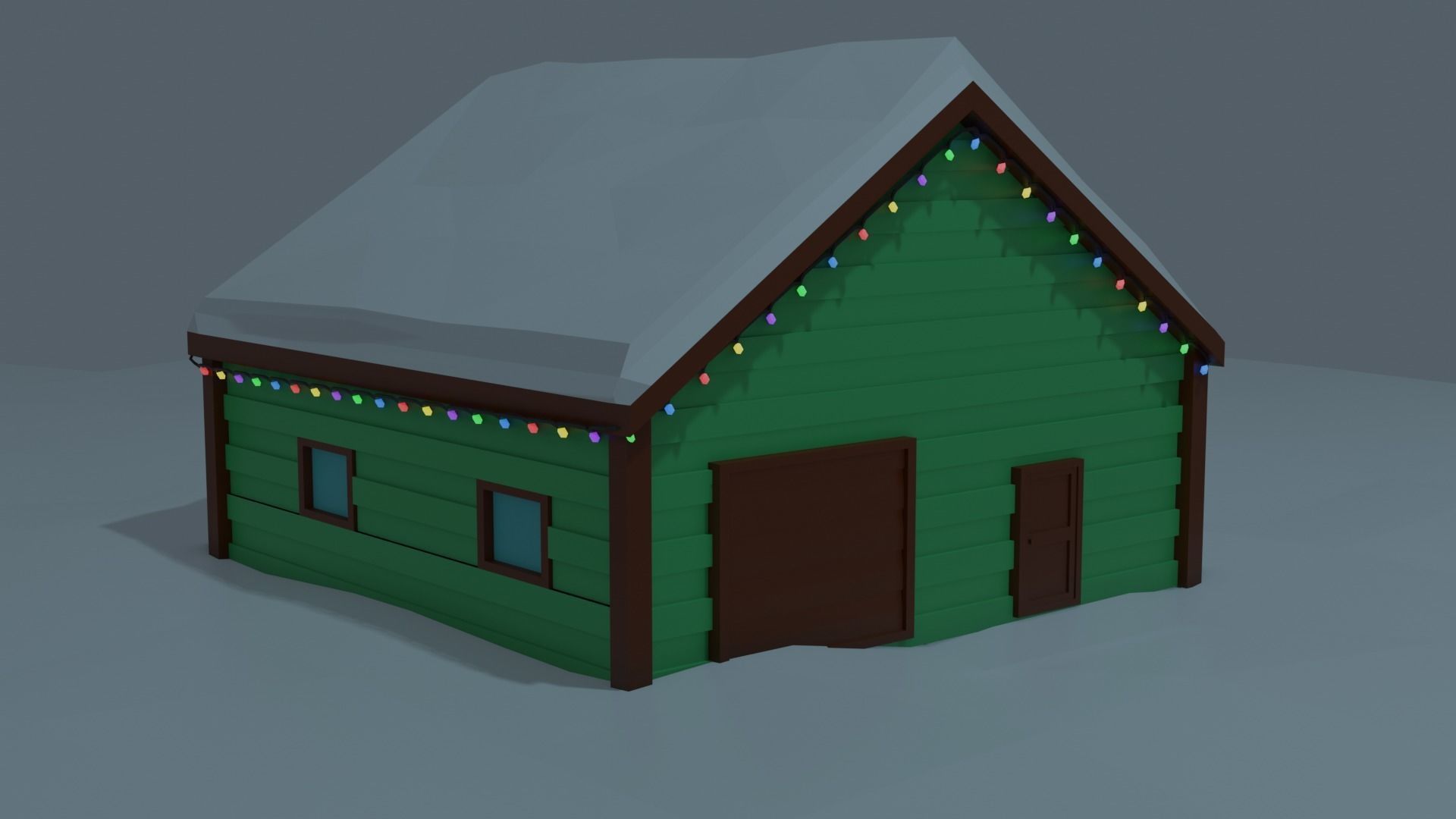 Christmas Suburb Game Ready Houses Low-poly 3D model_13