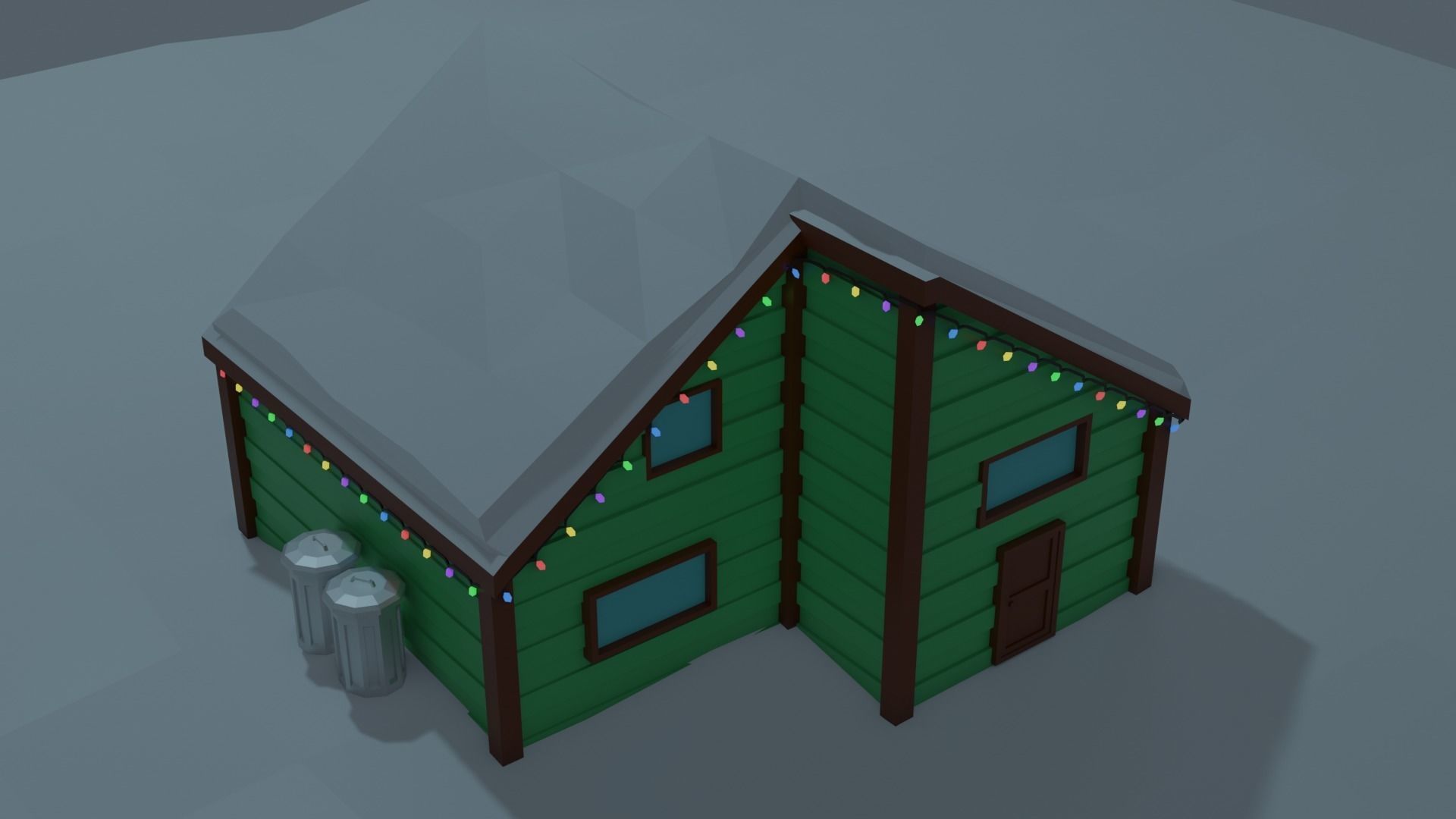 Christmas Suburb Game Ready Houses Low-poly 3D model_18