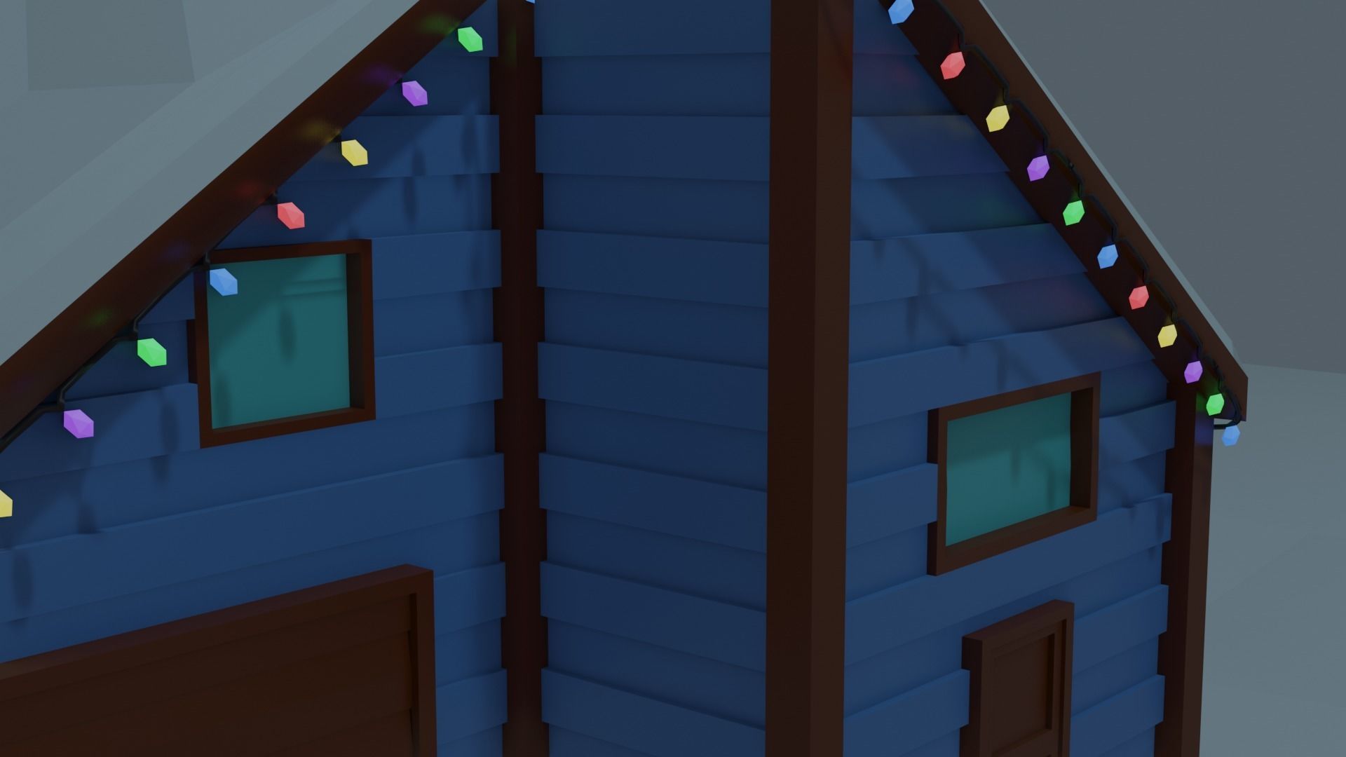 Christmas Suburb Game Ready Houses Low-poly 3D model_8