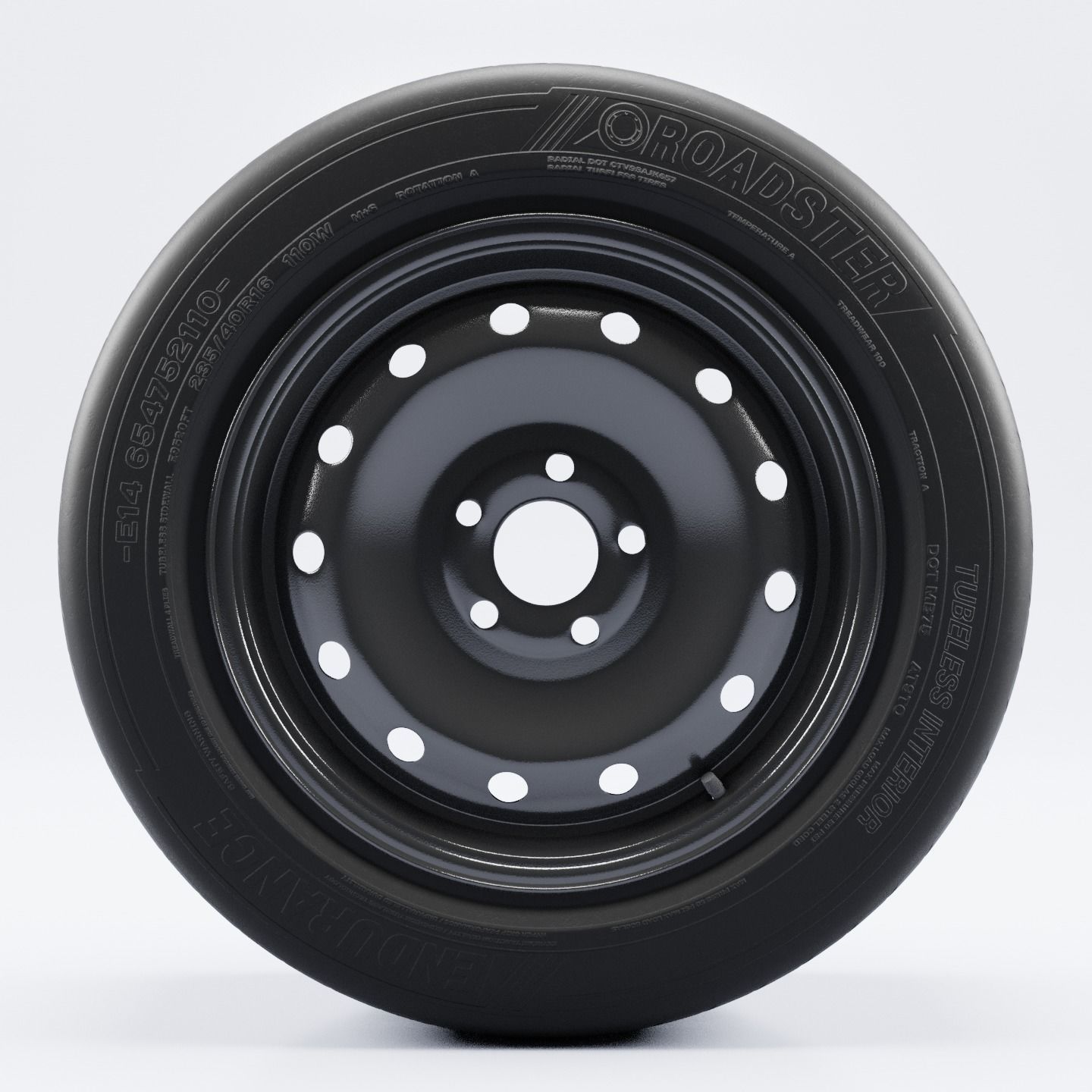 Steel Rim and Tire Tyre Spare Tire Low-poly 3D model_1