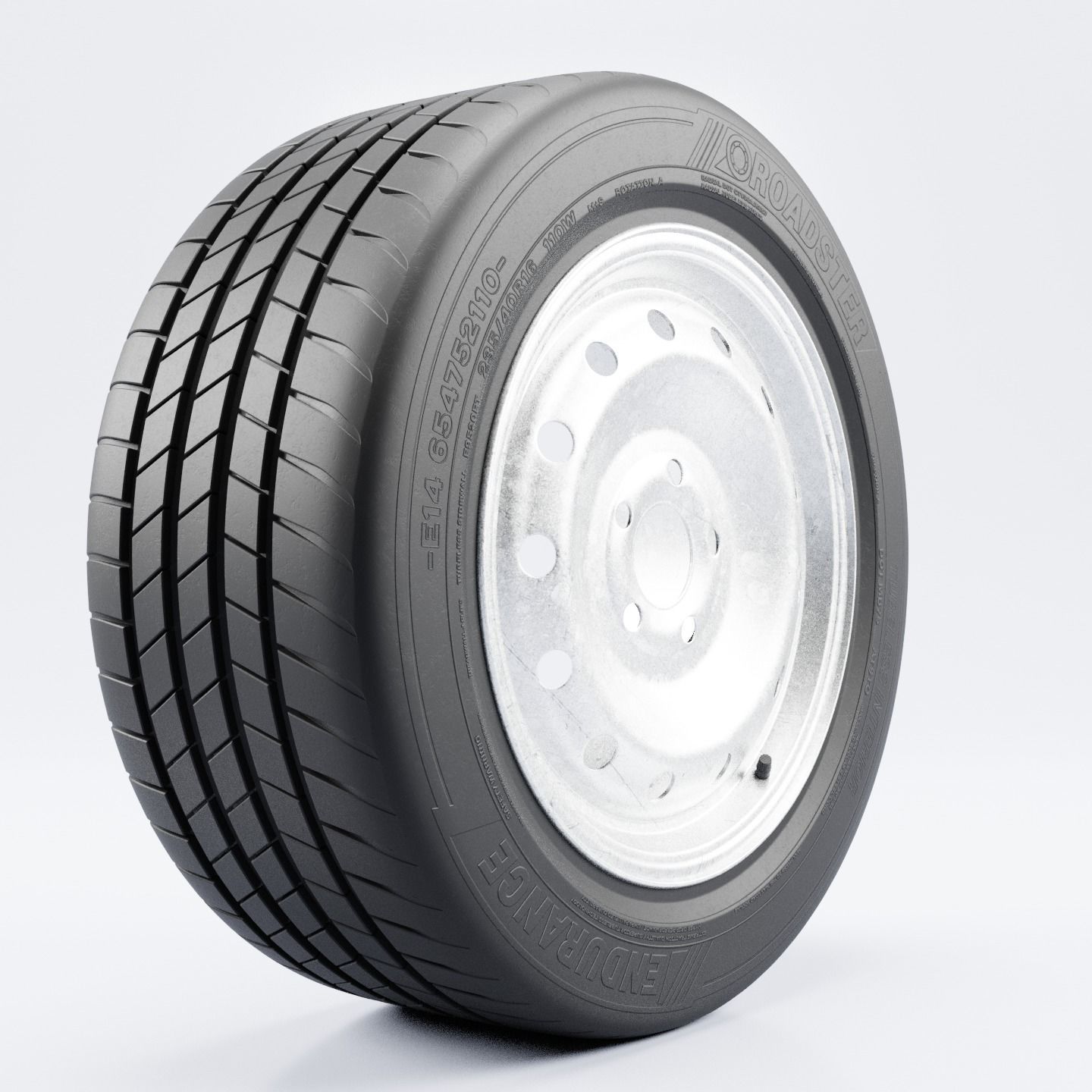 Steel Rim and Tire Tyre Spare Tire Low-poly 3D model_5