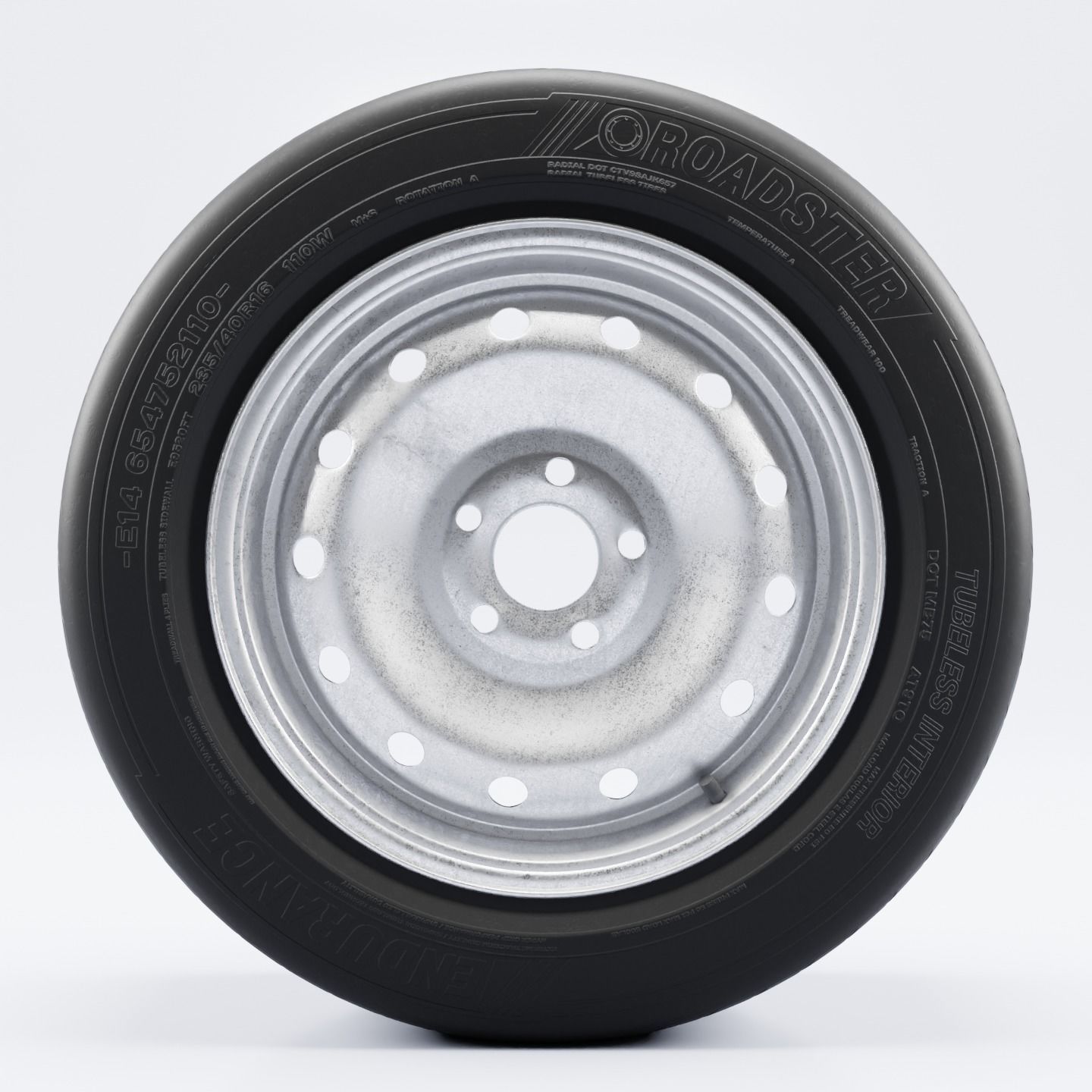 Steel Rim and Tire Tyre Spare Tire Low-poly 3D model_8