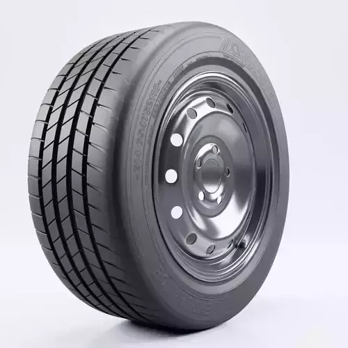 Steel Rim and Tire Tyre Spare Tire Low-poly 3D model
