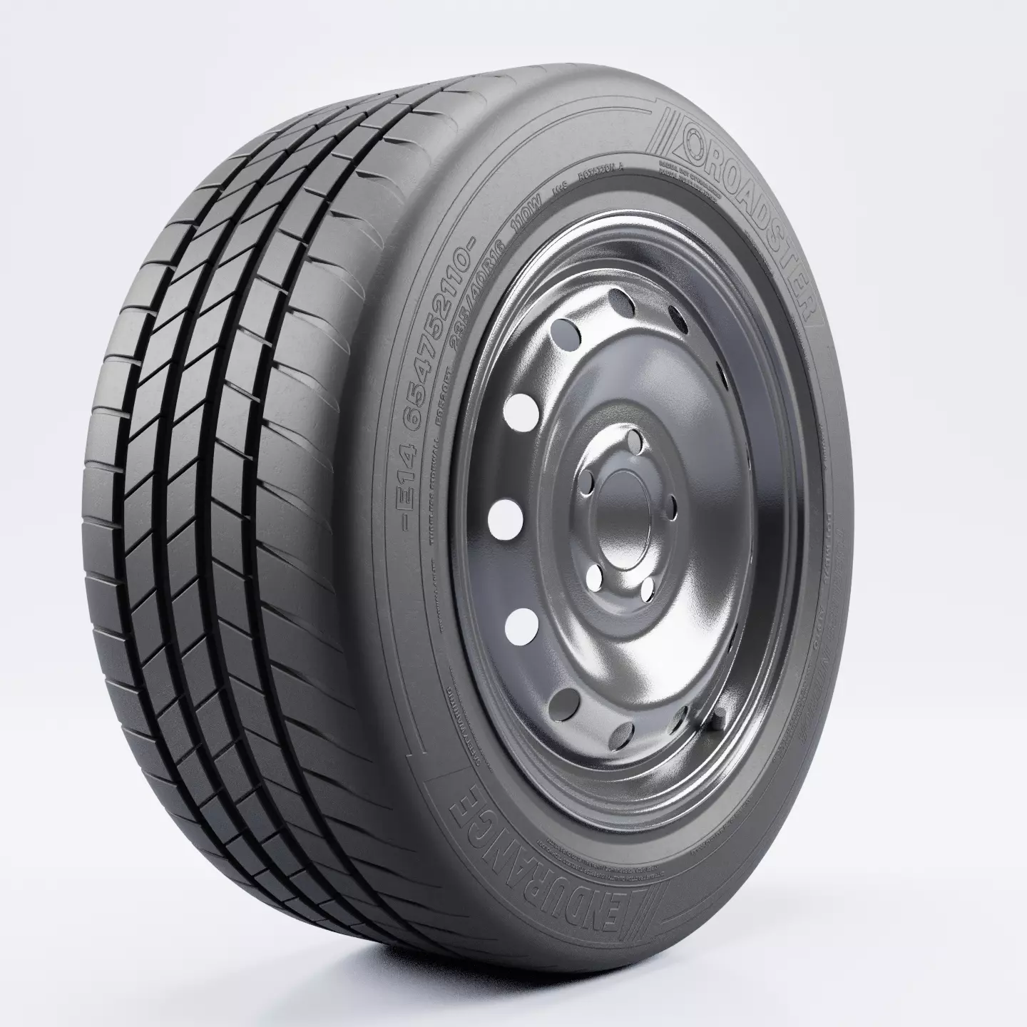 Steel Rim and Tire Tyre Spare Tire Low-poly 3D model_0