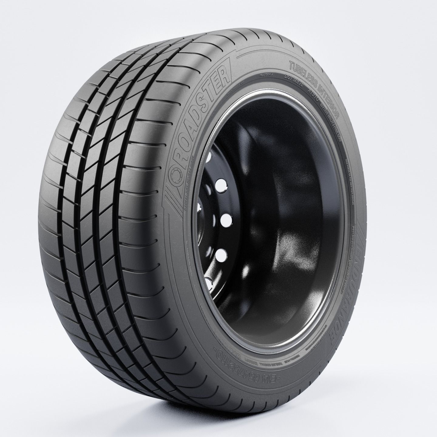 Steel Rim and Tire Tyre Spare Tire Low-poly 3D model_3