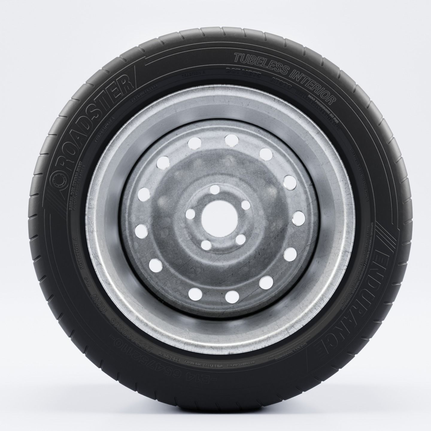 Steel Rim and Tire Tyre Spare Tire Low-poly 3D model_6