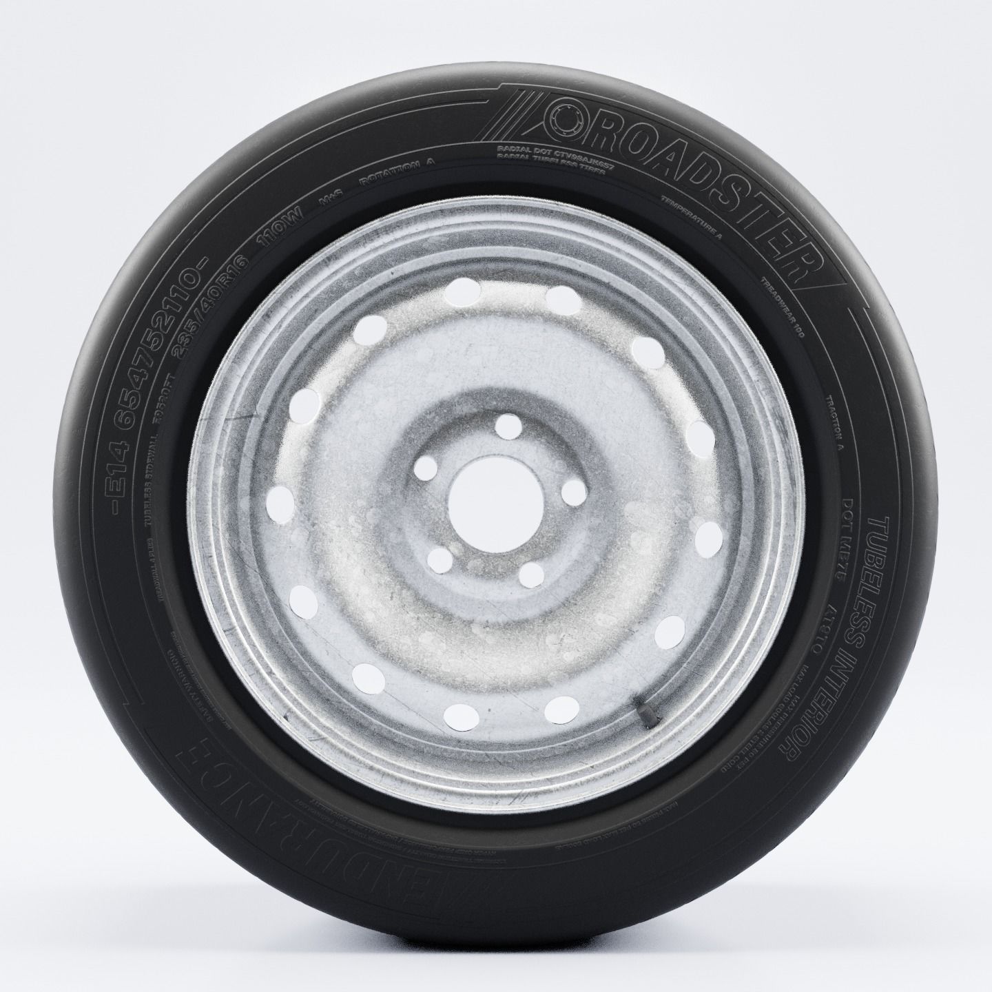 Steel Rim and Tire Tyre Spare Tire Low-poly 3D model_4