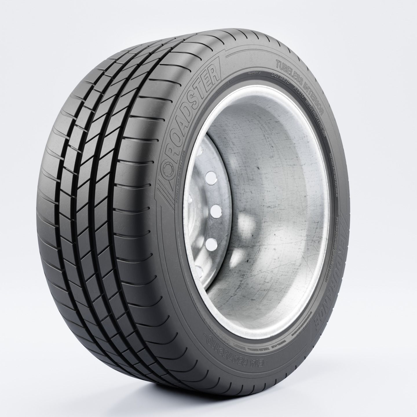 Steel Rim and Tire Tyre Spare Tire Low-poly 3D model_7