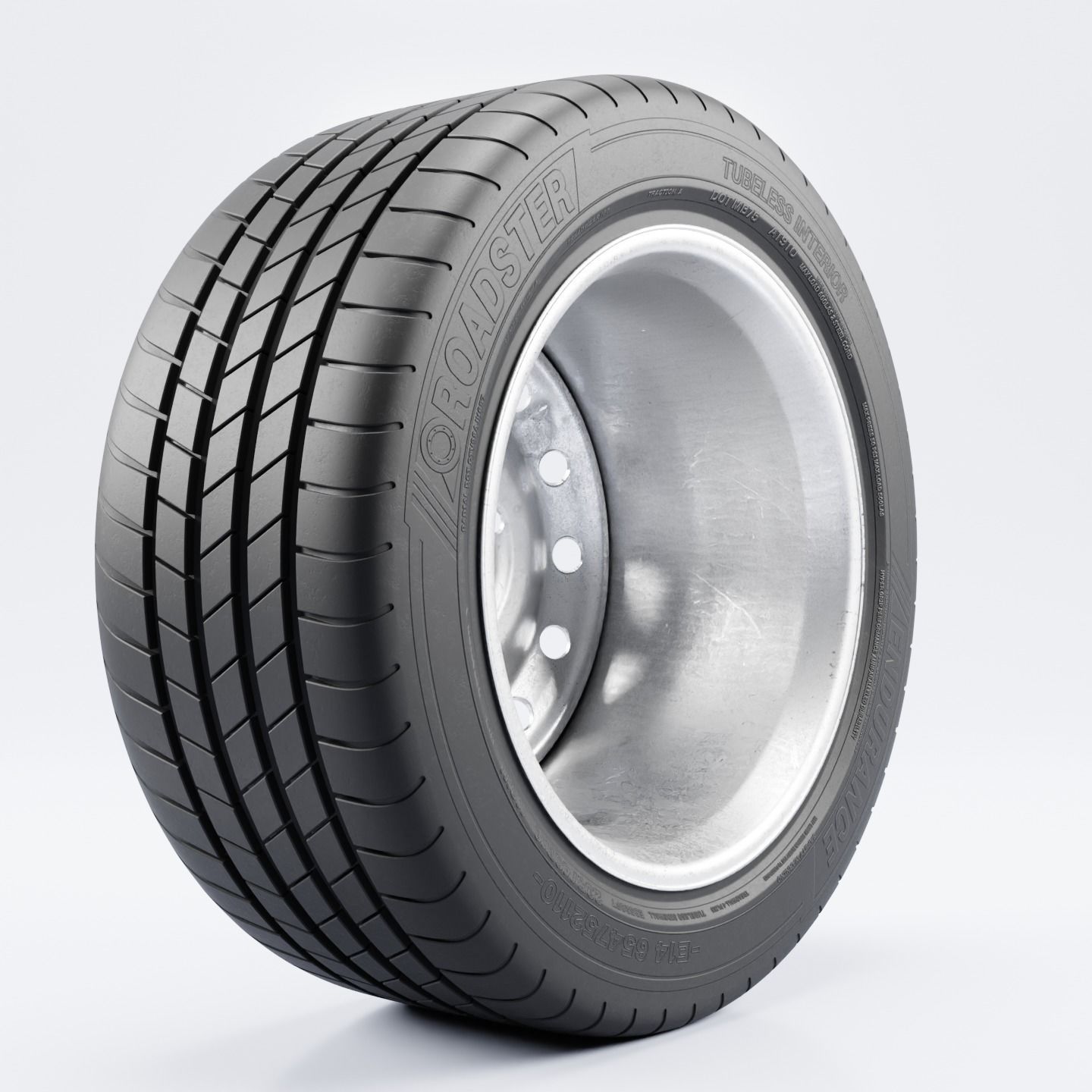 Steel Rim and Tire Tyre Spare Tire Low-poly 3D model_11