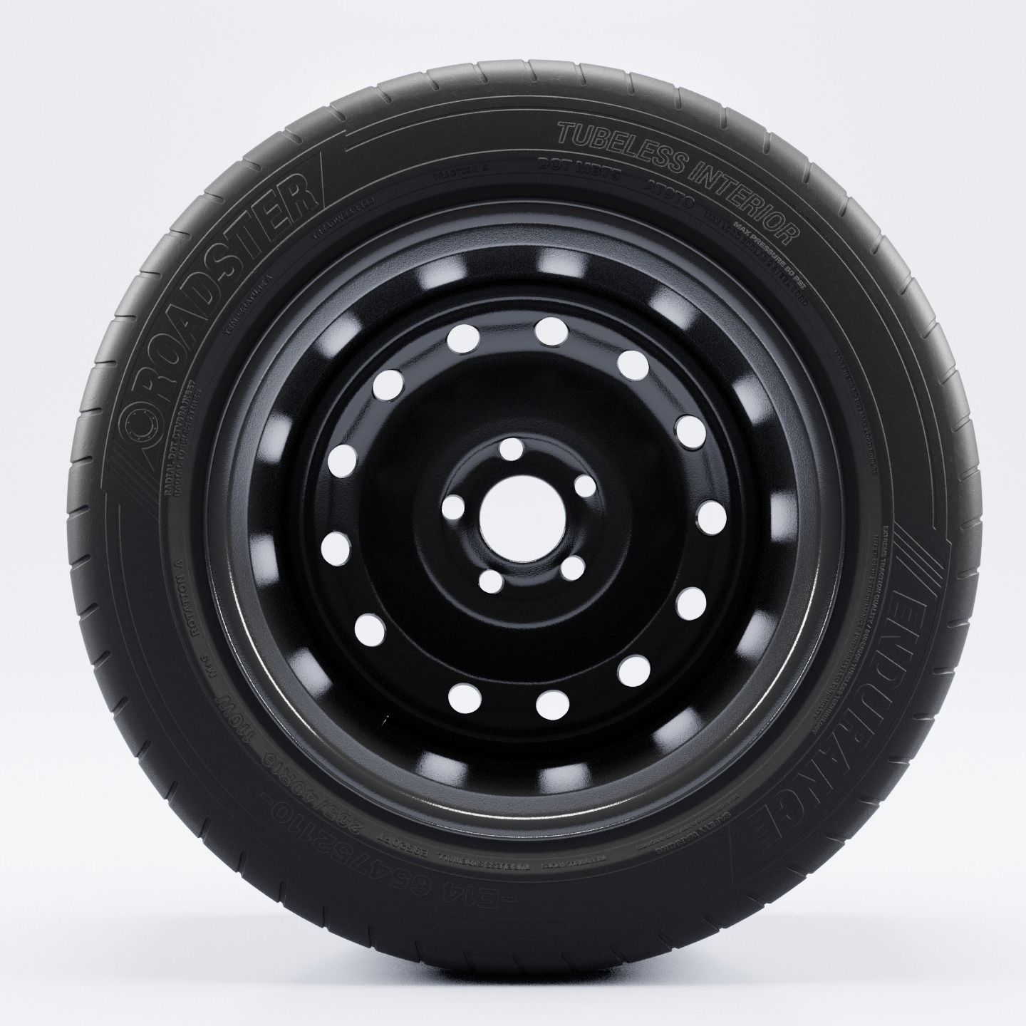 Steel Rim and Tire Tyre Spare Tire Low-poly 3D model_2