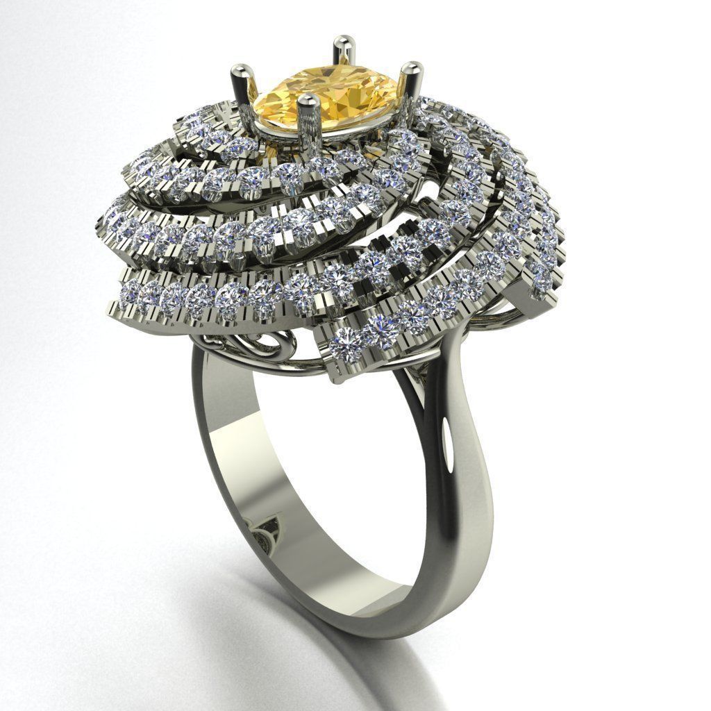 Rotating diamond ring 3D print model_1