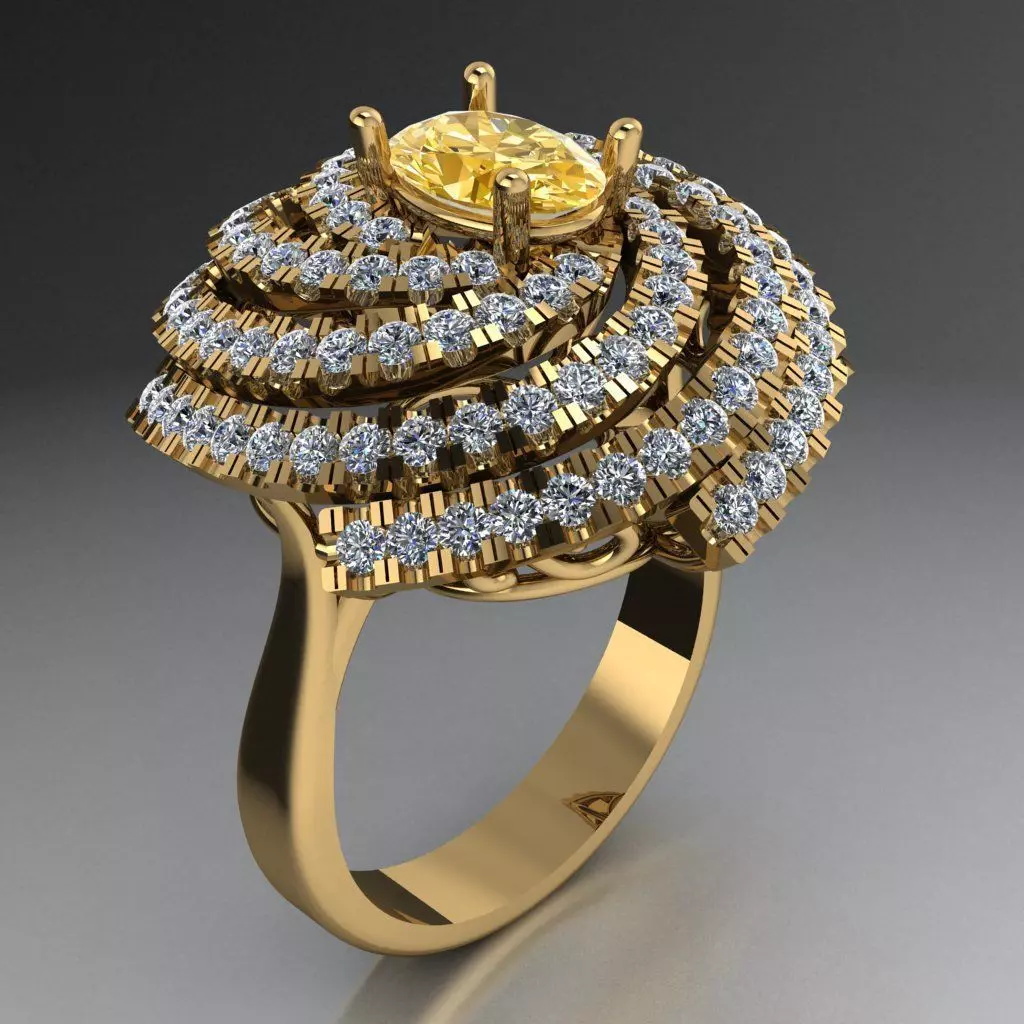 Rotating diamond ring 3D print model_0