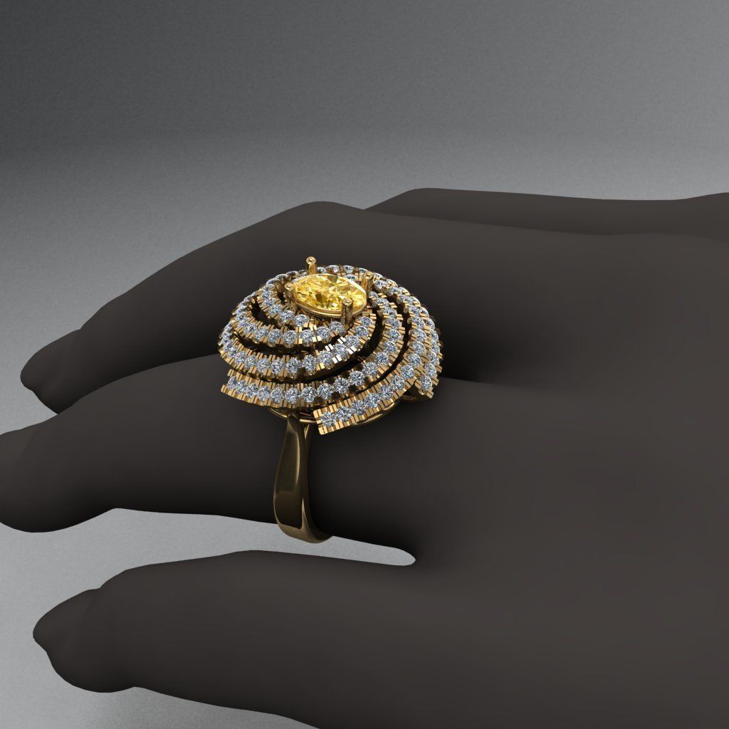 Rotating diamond ring 3D print model_2