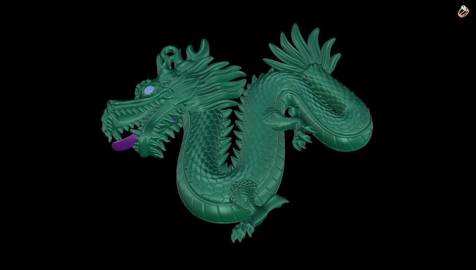 pendant chinese dragon 3D print model_1