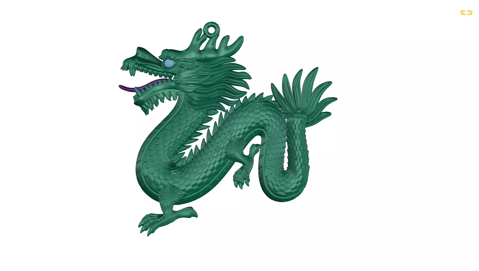 pendant chinese dragon 3D print model_0
