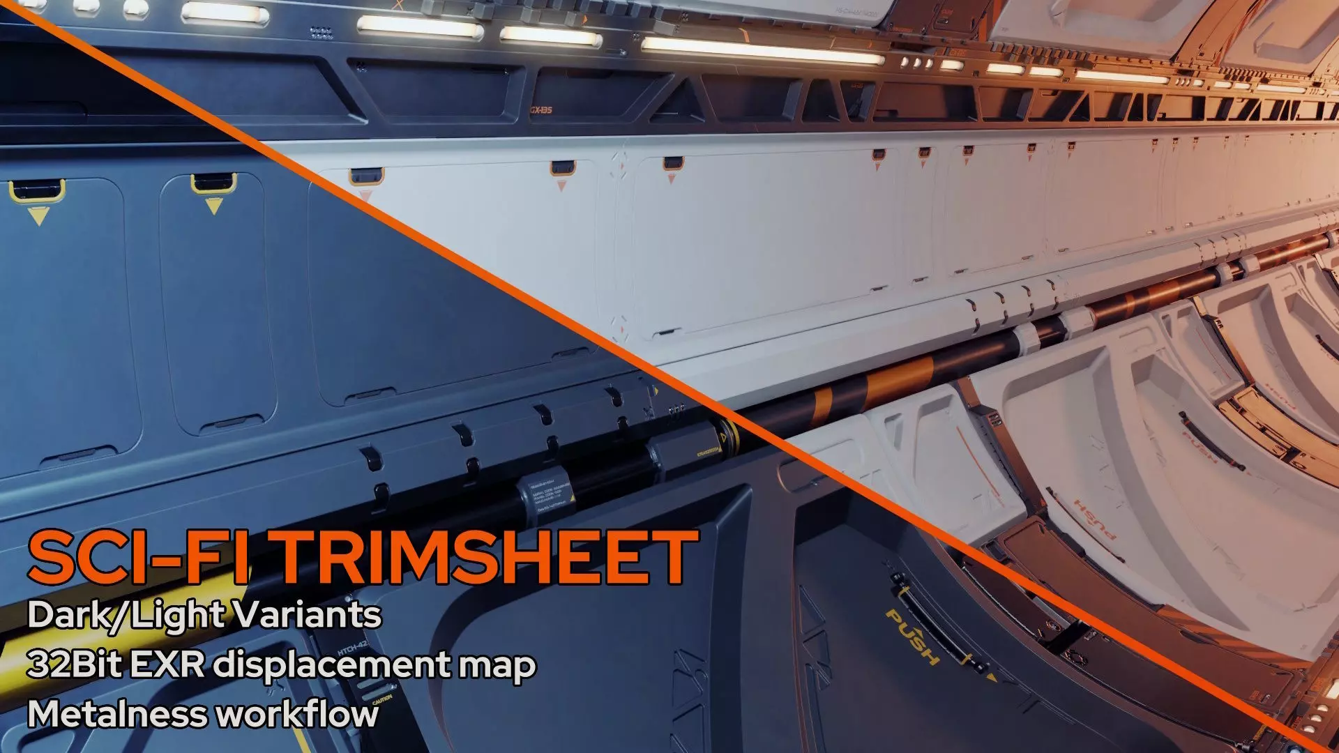 Sci-fi trim sheet 3D model_0