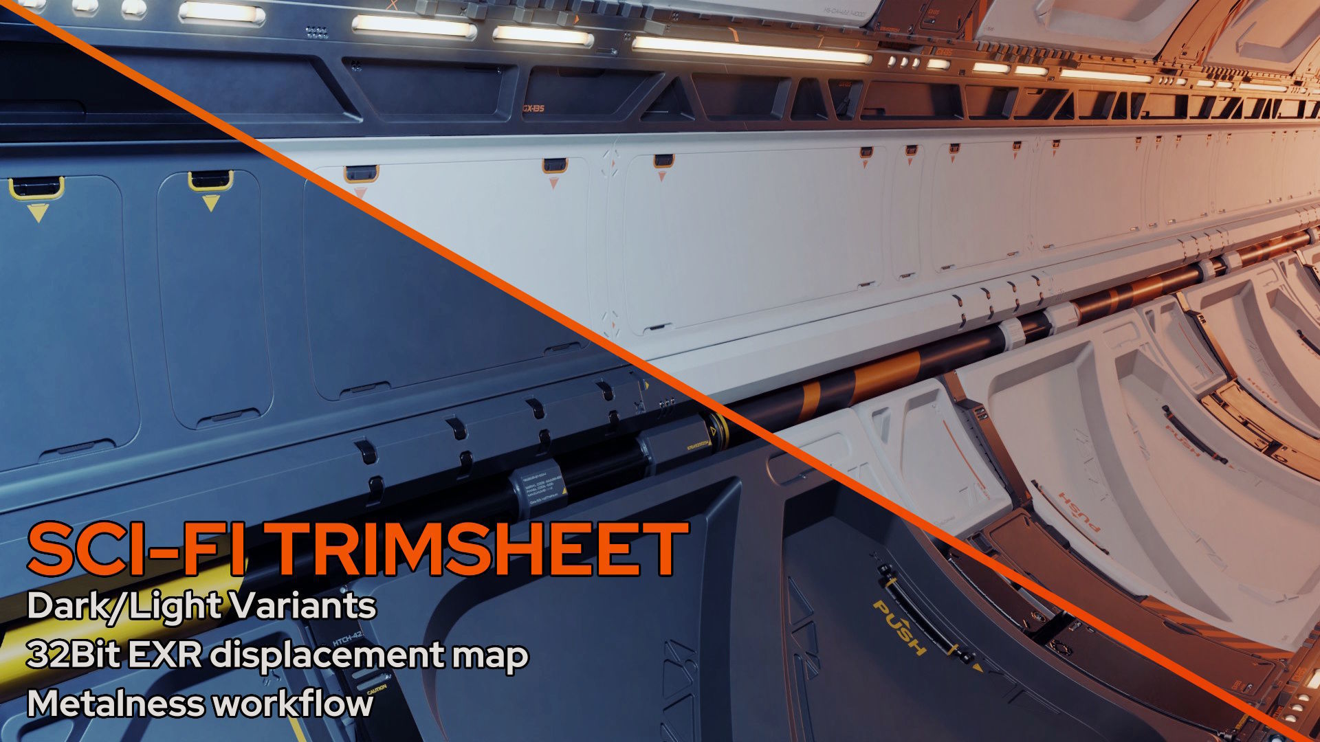 Sci-fi trim sheet 3D model | CGTrader