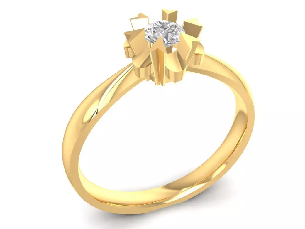 Twisted Floral Solitaire Diamond Ring for Women 3127 3D print model