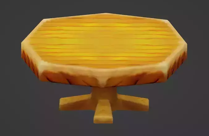 Wooden Table Medium Size Handpaint Low-Poly 3D Model