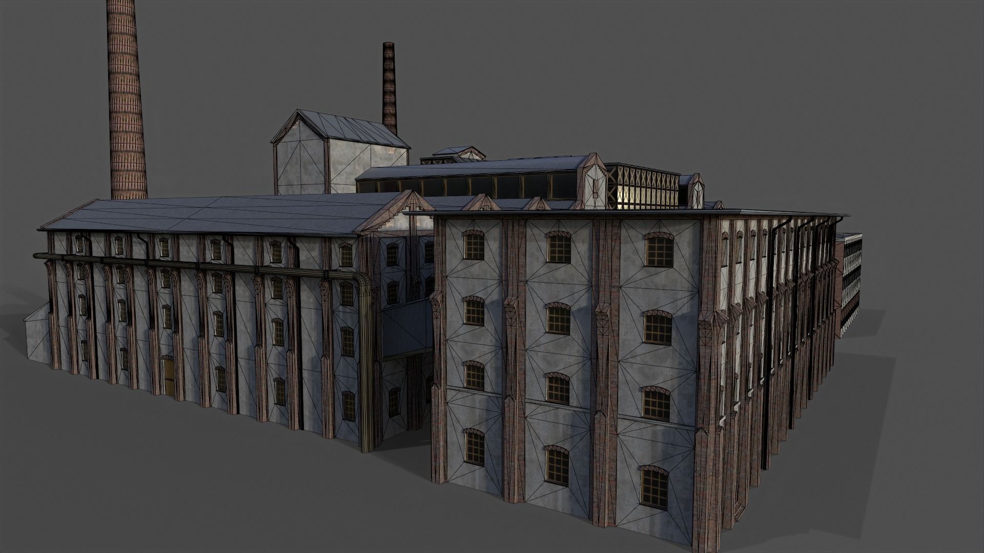 Old Sugar Mill Factory low poly Low-poly 3D model_11