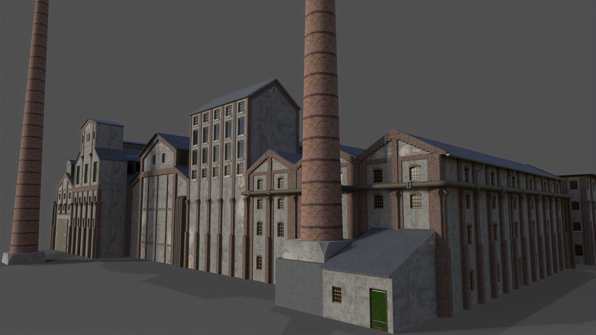 Old Sugar Mill Factory low poly Low-poly 3D model_4