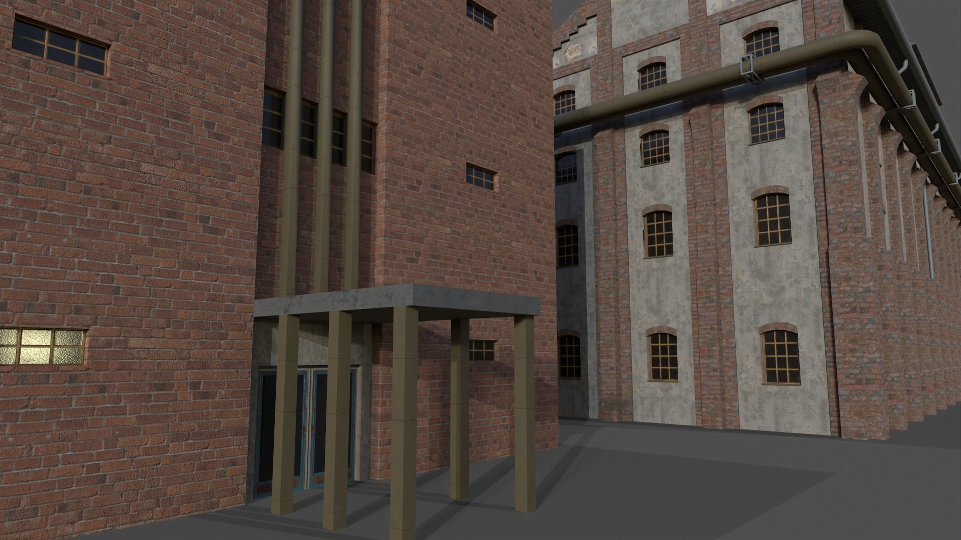 Old Sugar Mill Factory low poly Low-poly 3D model_8