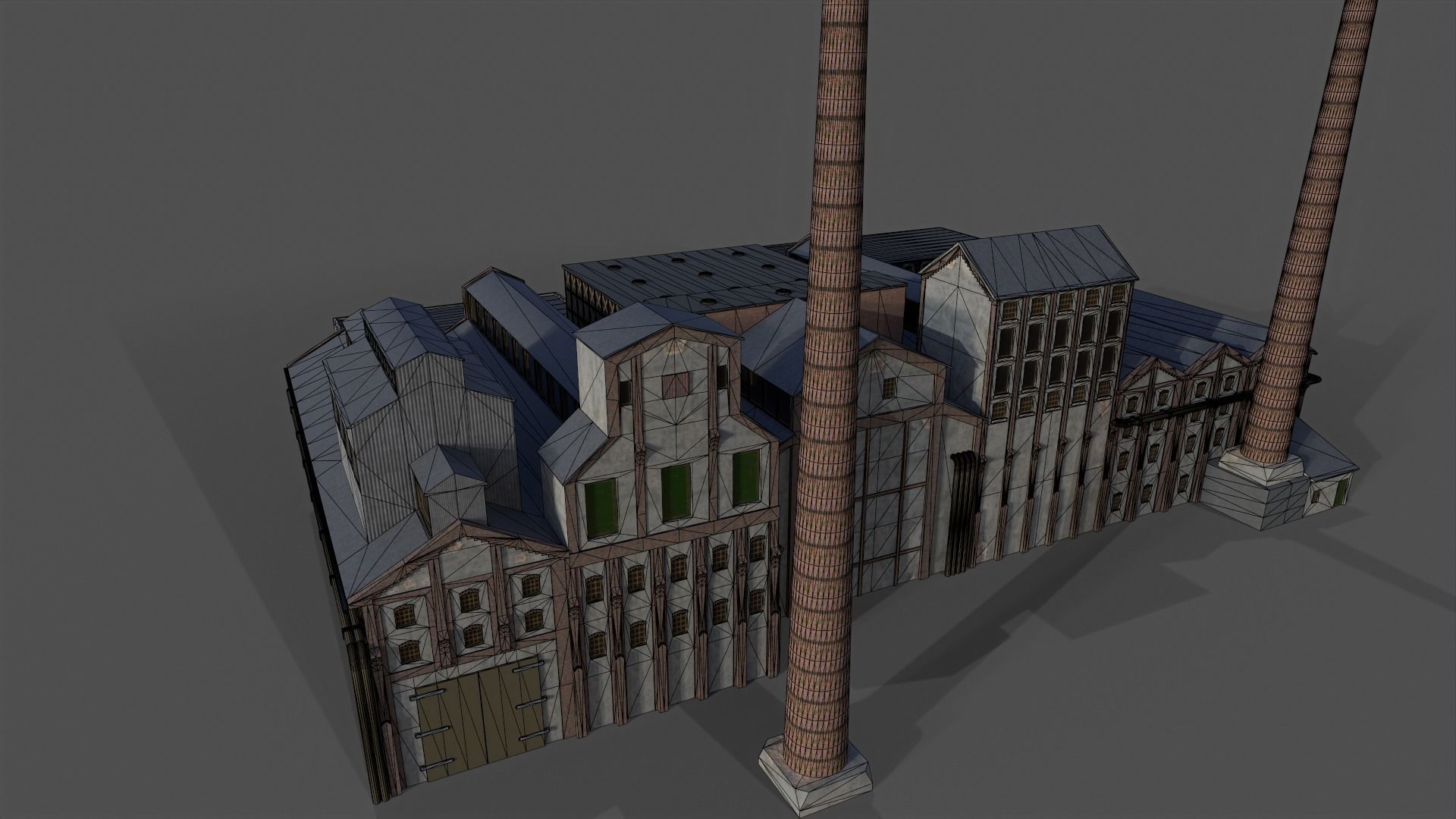 Old Sugar Mill Factory low poly Low-poly 3D model_10