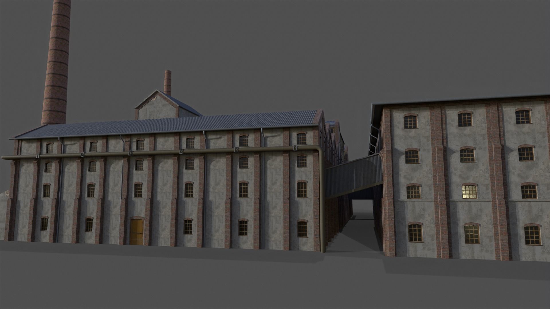 Old Sugar Mill Factory low poly Low-poly 3D model_5