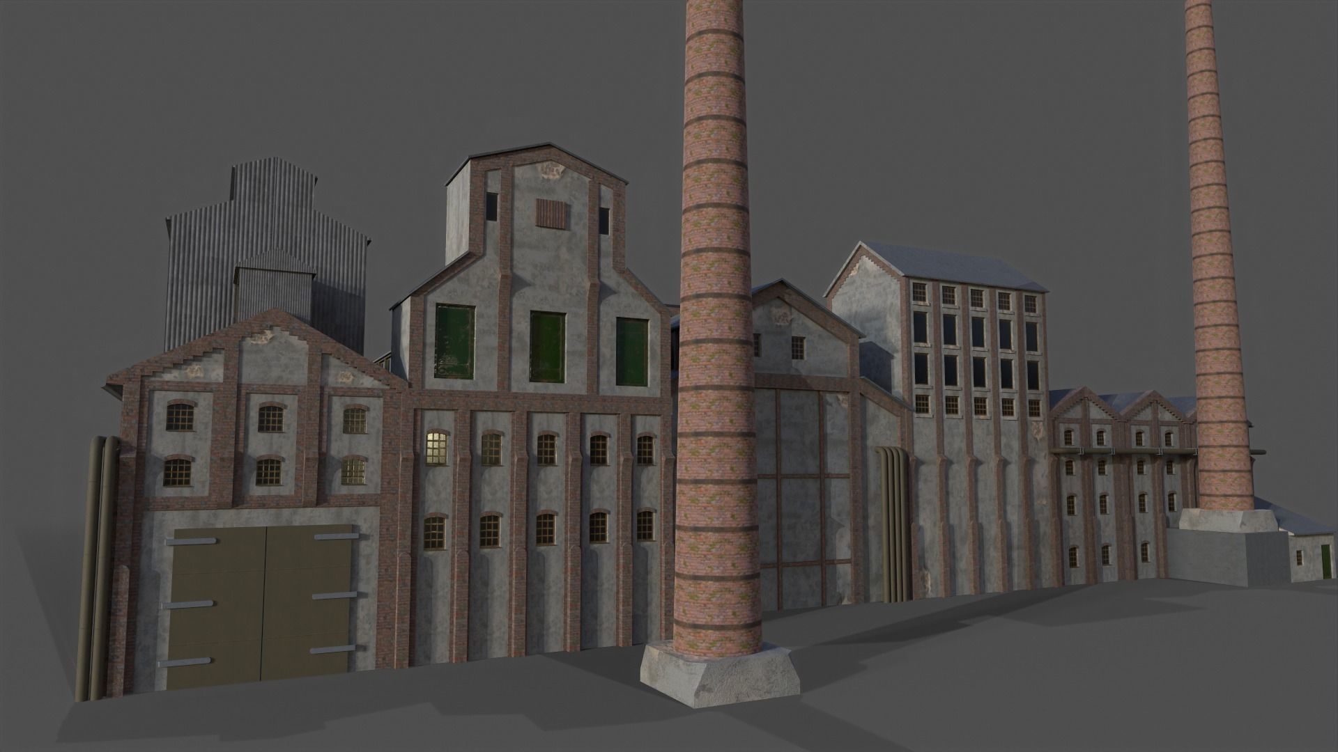 Old Sugar Mill Factory low poly Low-poly 3D model_3