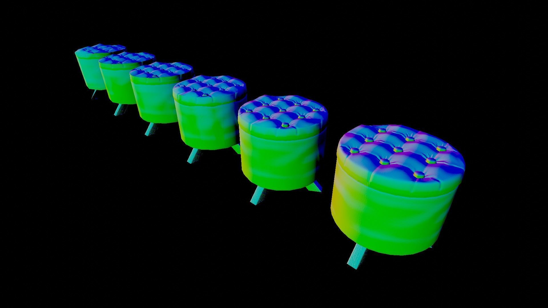 Textile Stool Low Poly Low-poly 3D model_15