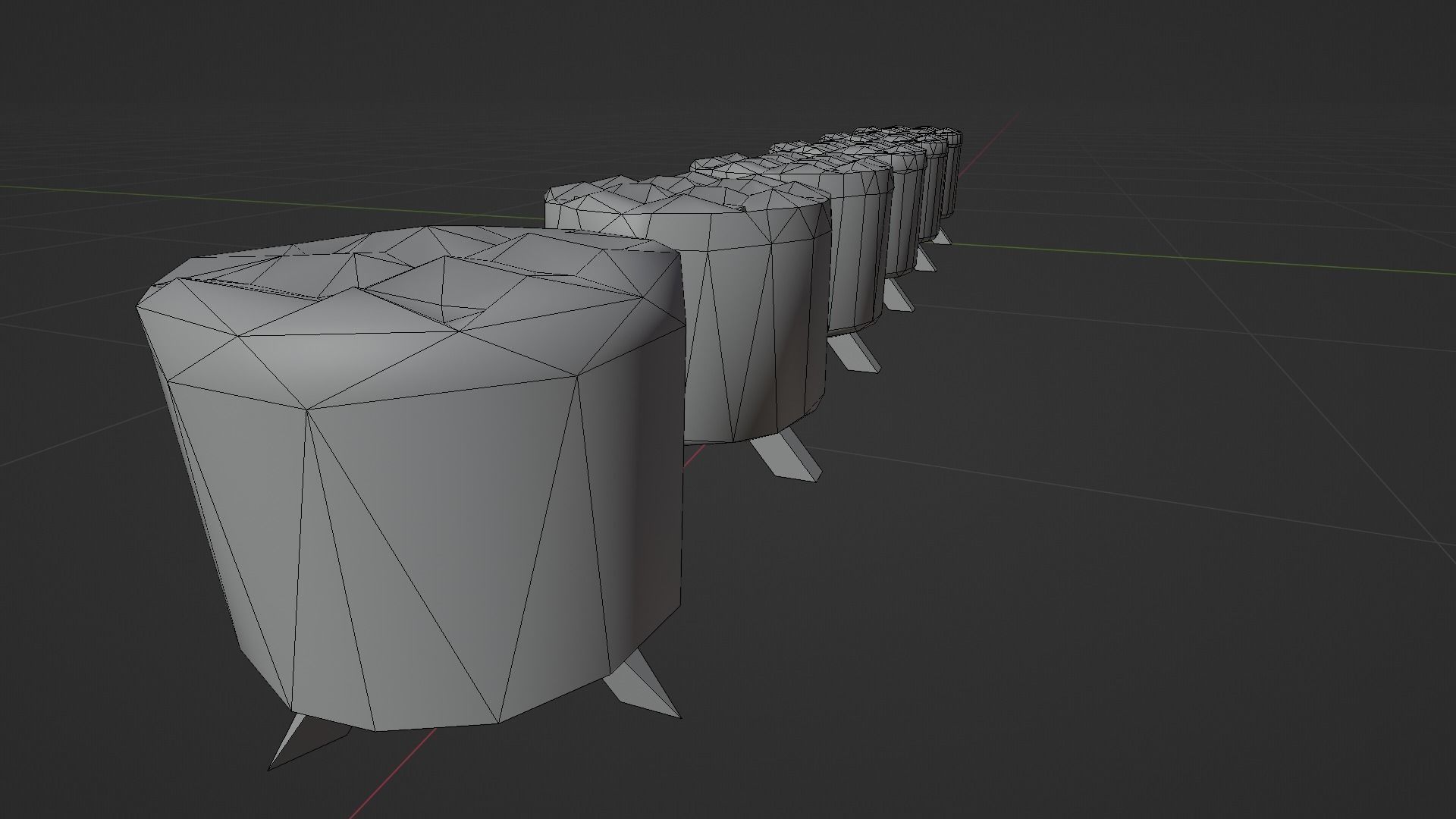 Textile Stool Low Poly Low-poly 3D model_10