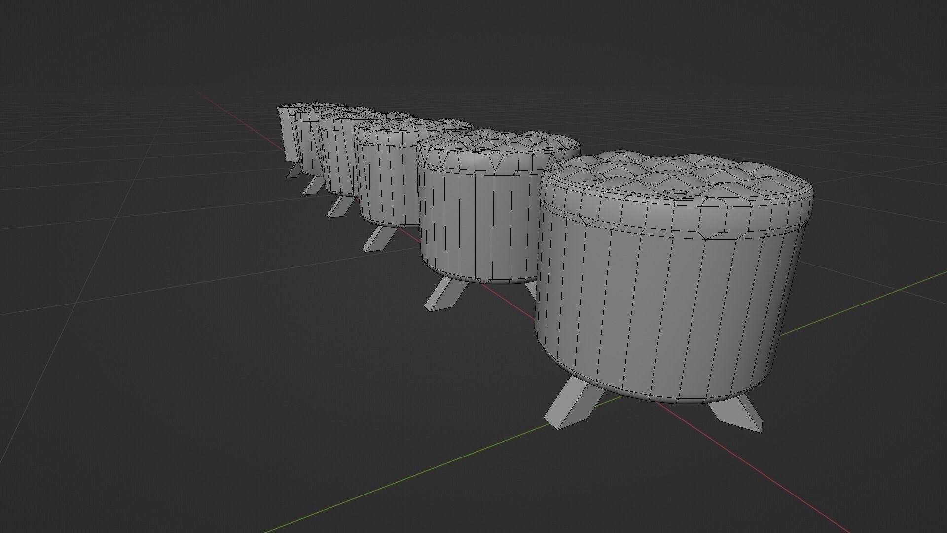 Textile Stool Low Poly Low-poly 3D model_12