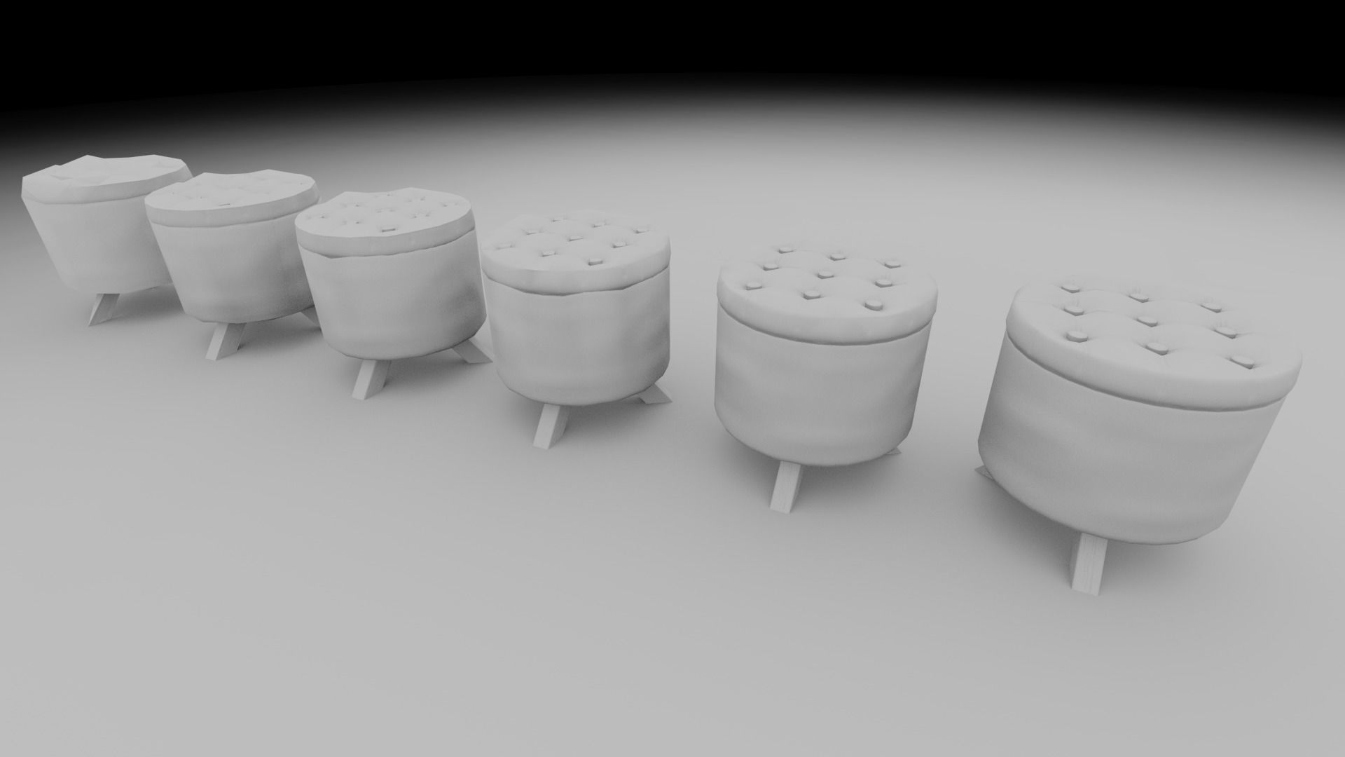 Textile Stool Low Poly Low-poly 3D model_17