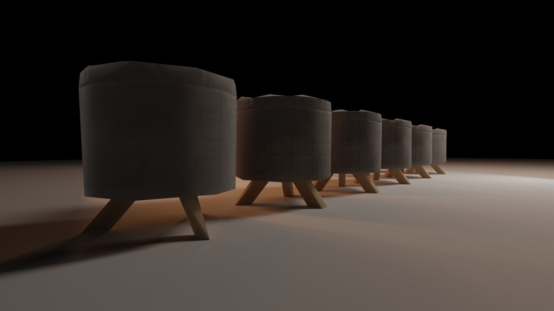 Textile Stool Low Poly Low-poly 3D model_5