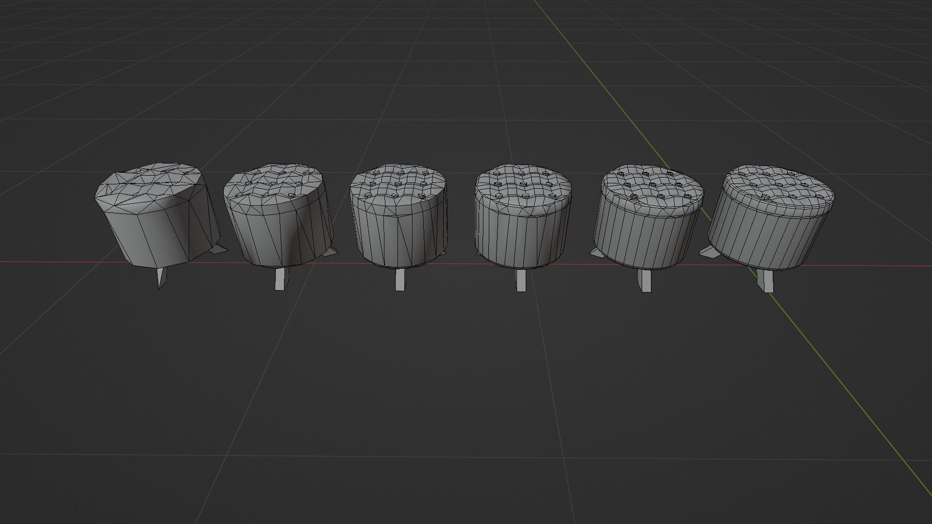 Textile Stool Low Poly Low-poly 3D model_11