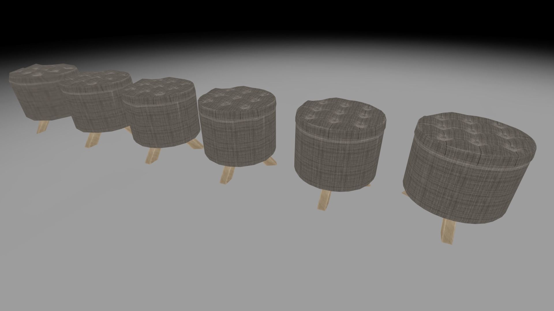 Textile Stool Low Poly Low-poly 3D model_18