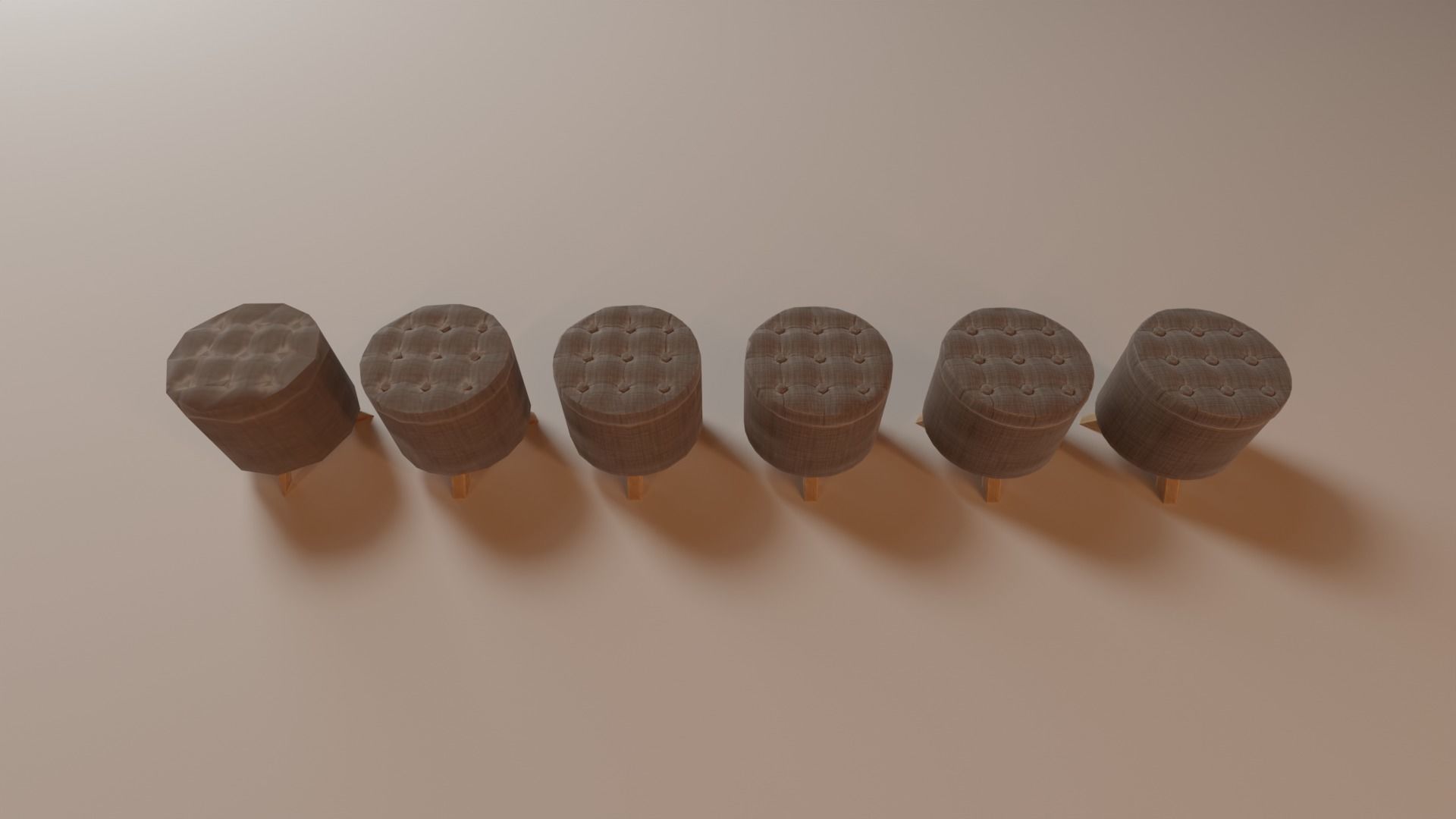 Textile Stool Low Poly Low-poly 3D model_6