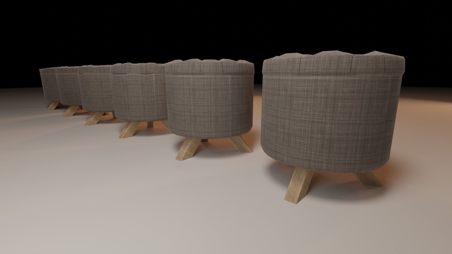 Textile Stool Low Poly Low-poly 3D model_4