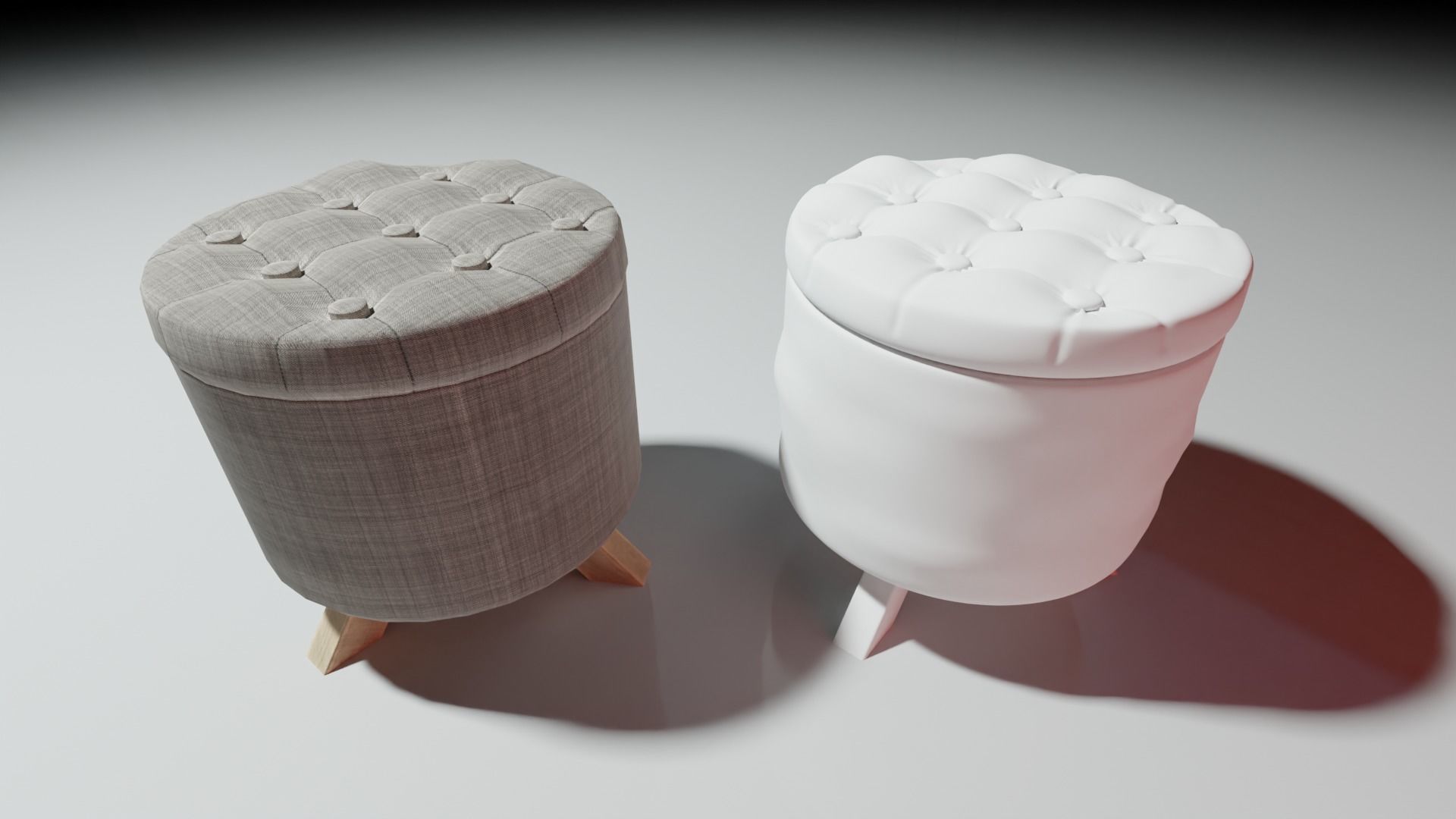 Textile Stool Low Poly Low-poly 3D model_2