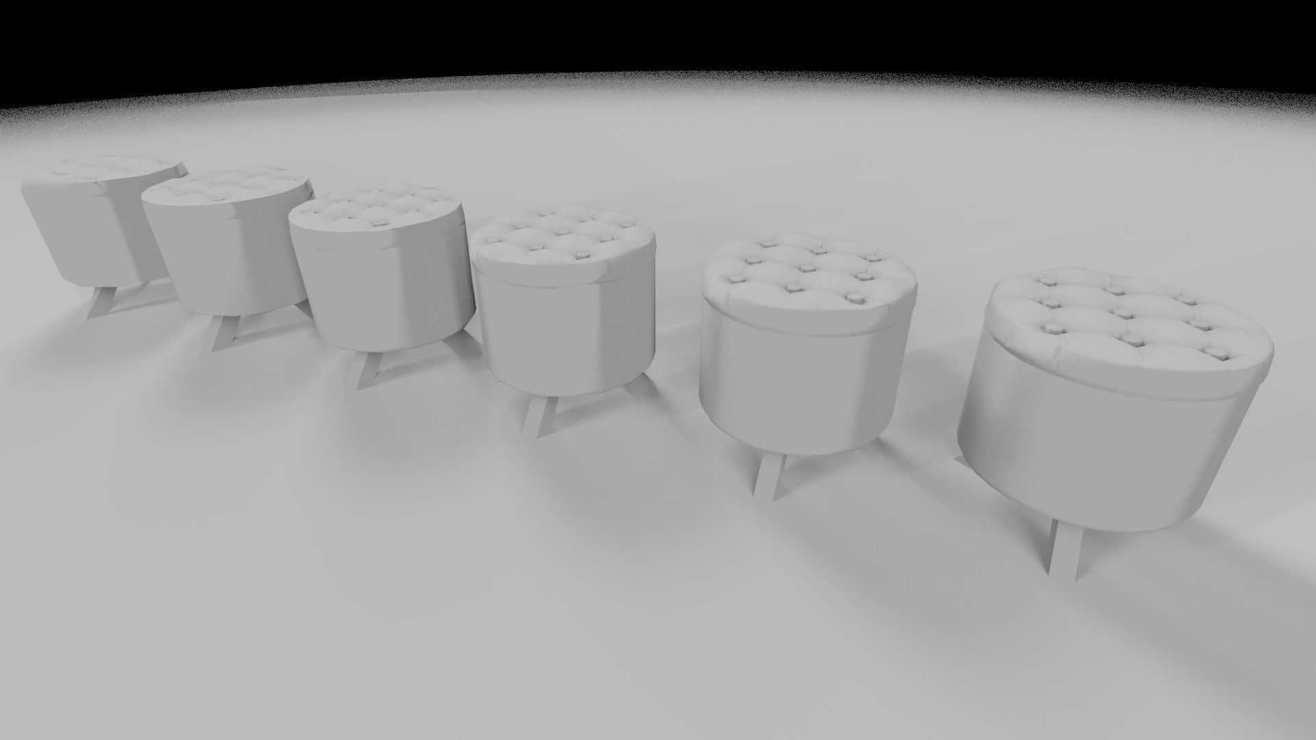 Textile Stool Low Poly Low-poly 3D model_16