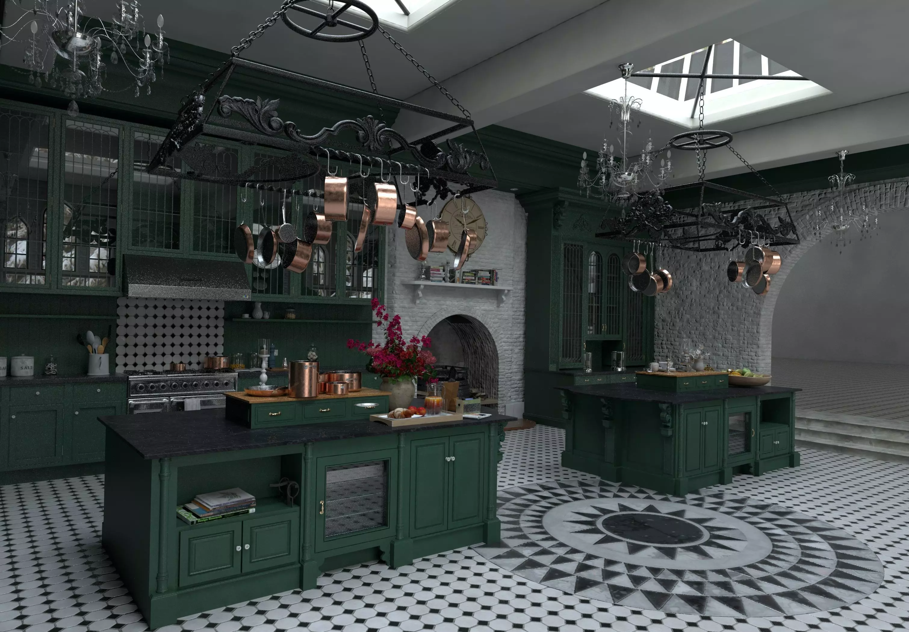 Luxury Victorian Style Apothecary Kitchen 3D model