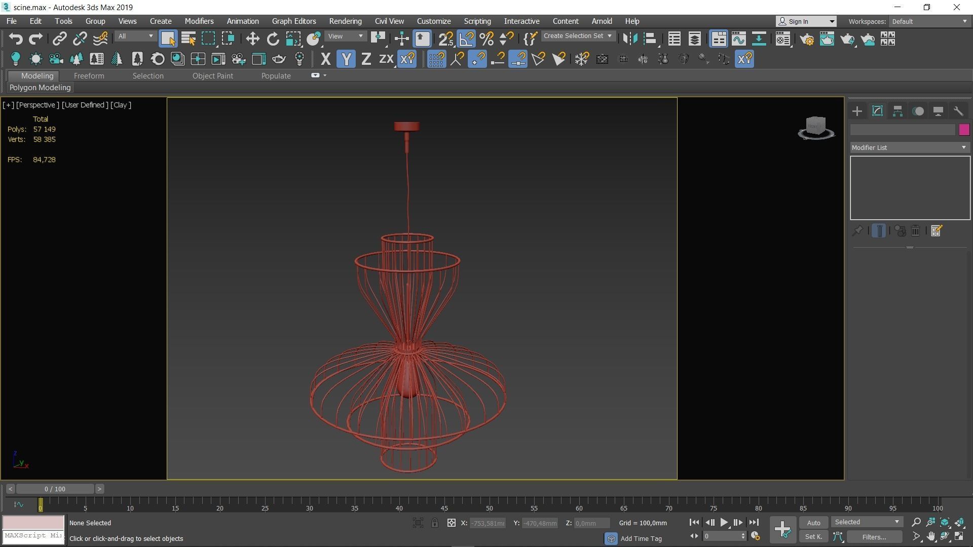Chandelier cage pendant light Low-poly 3D model_3