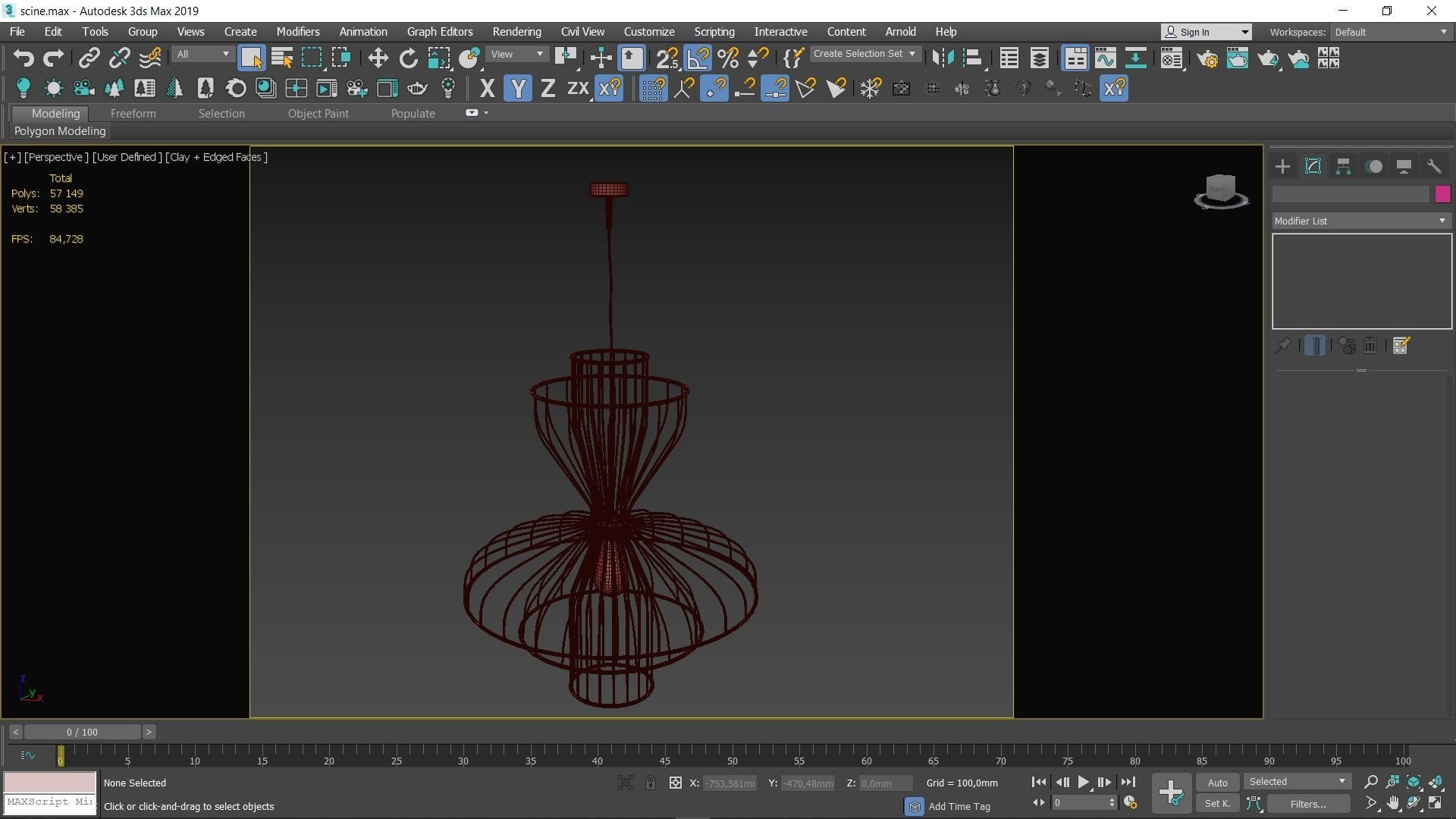 Chandelier cage pendant light Low-poly 3D model_4