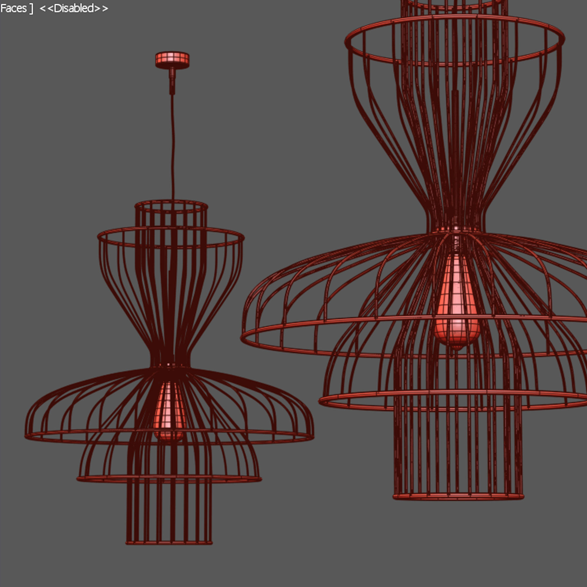 Chandelier cage pendant light Low-poly 3D model_1