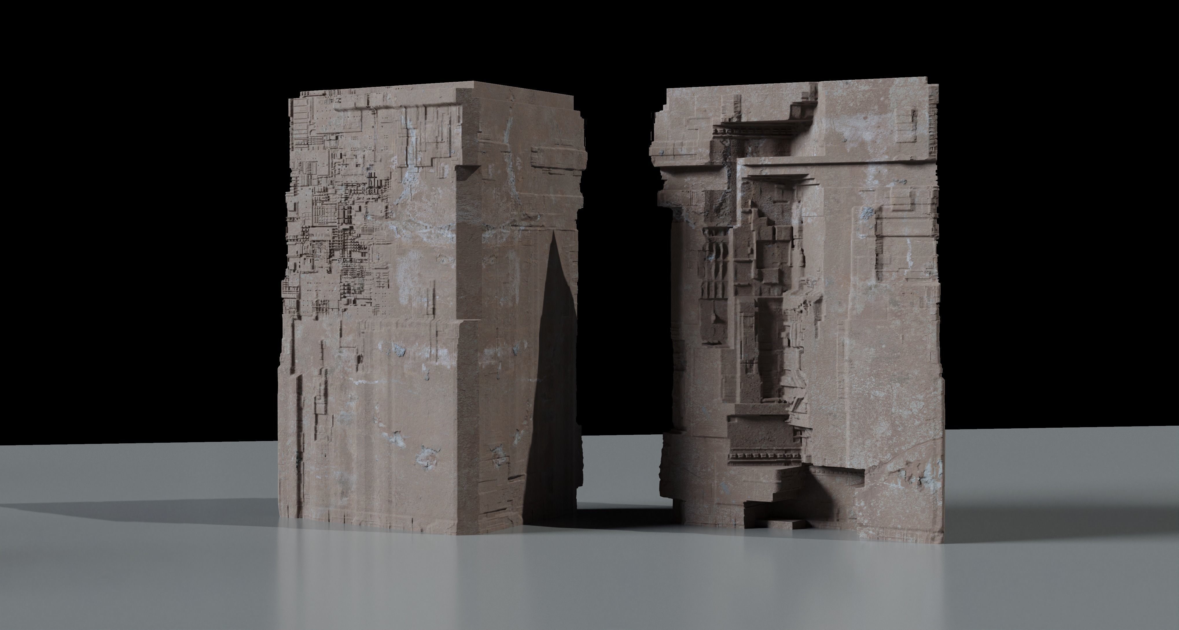 Ancient Sci-Fi Kitbash 3D Assets 3D model_13