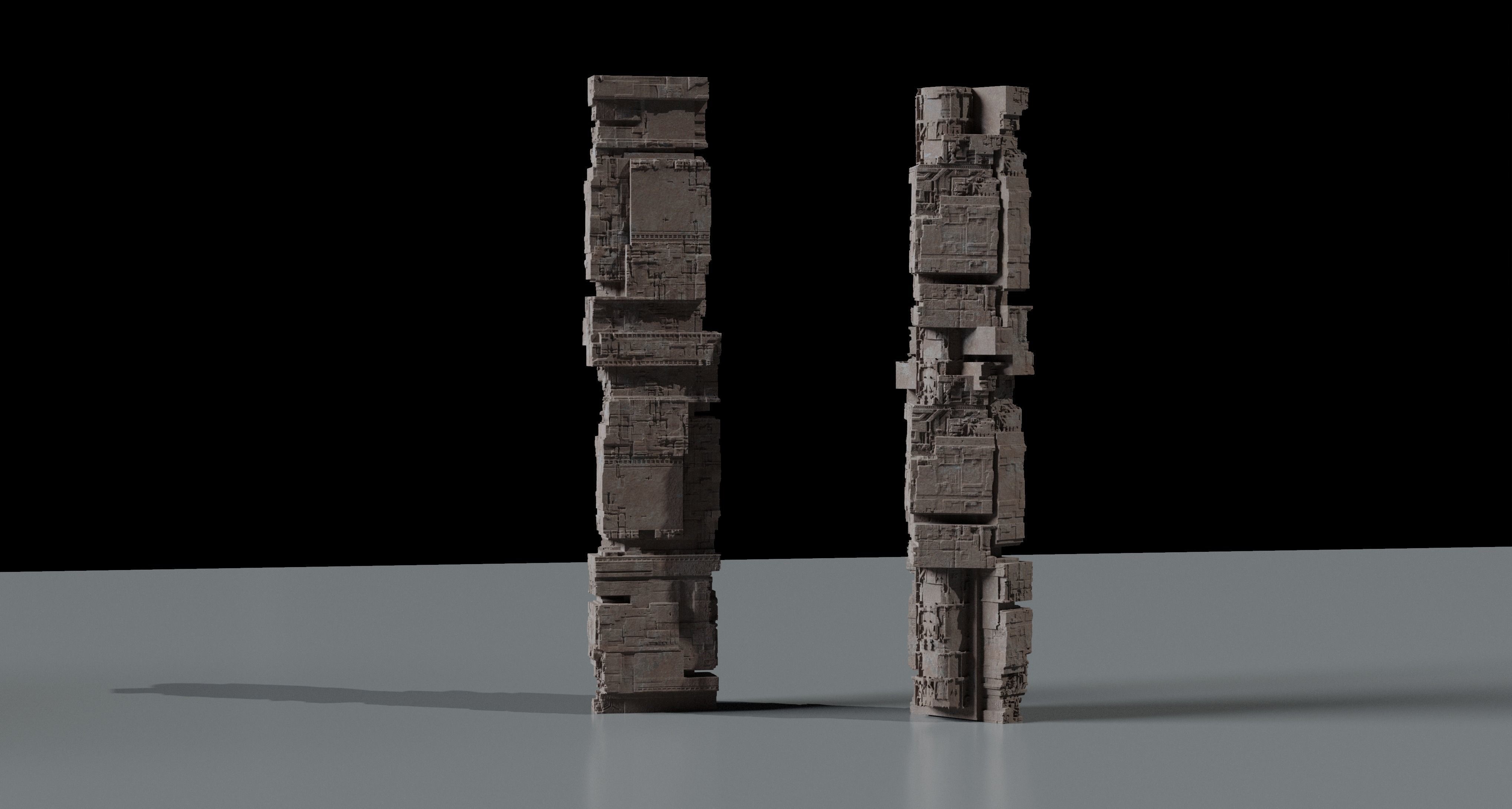 Ancient Sci-Fi Kitbash 3D Assets 3D model_6