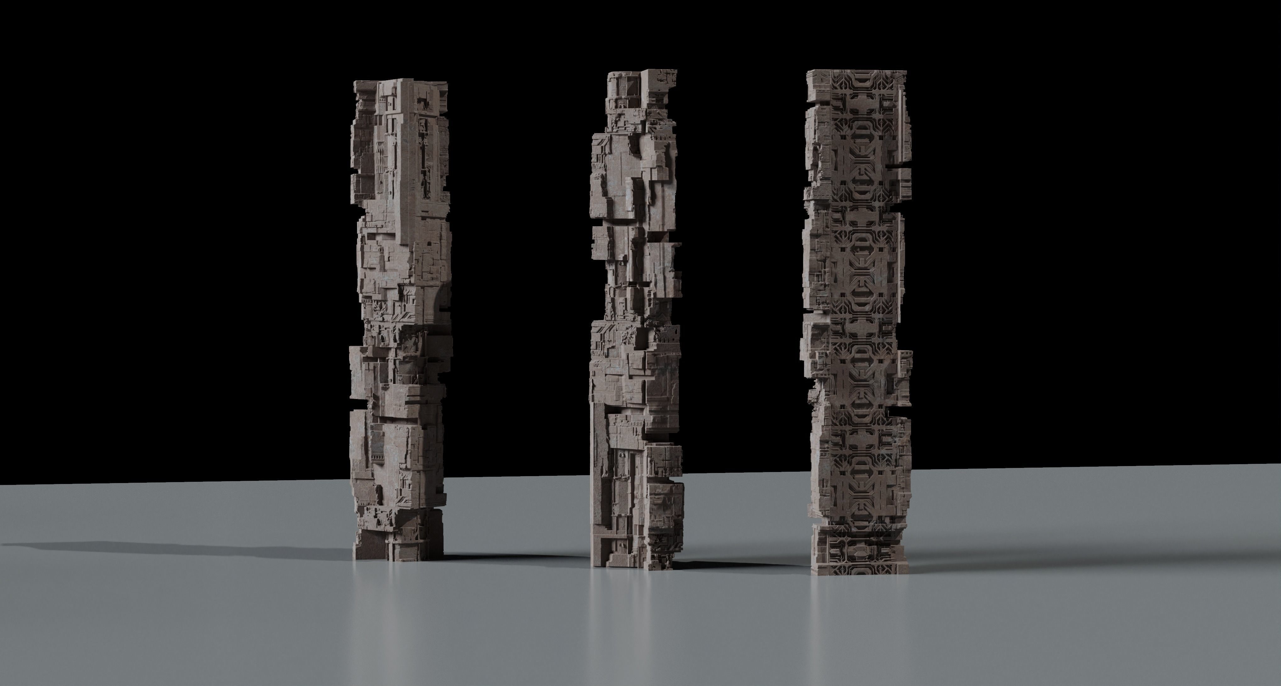 Ancient Sci-Fi Kitbash 3D Assets 3D model_5