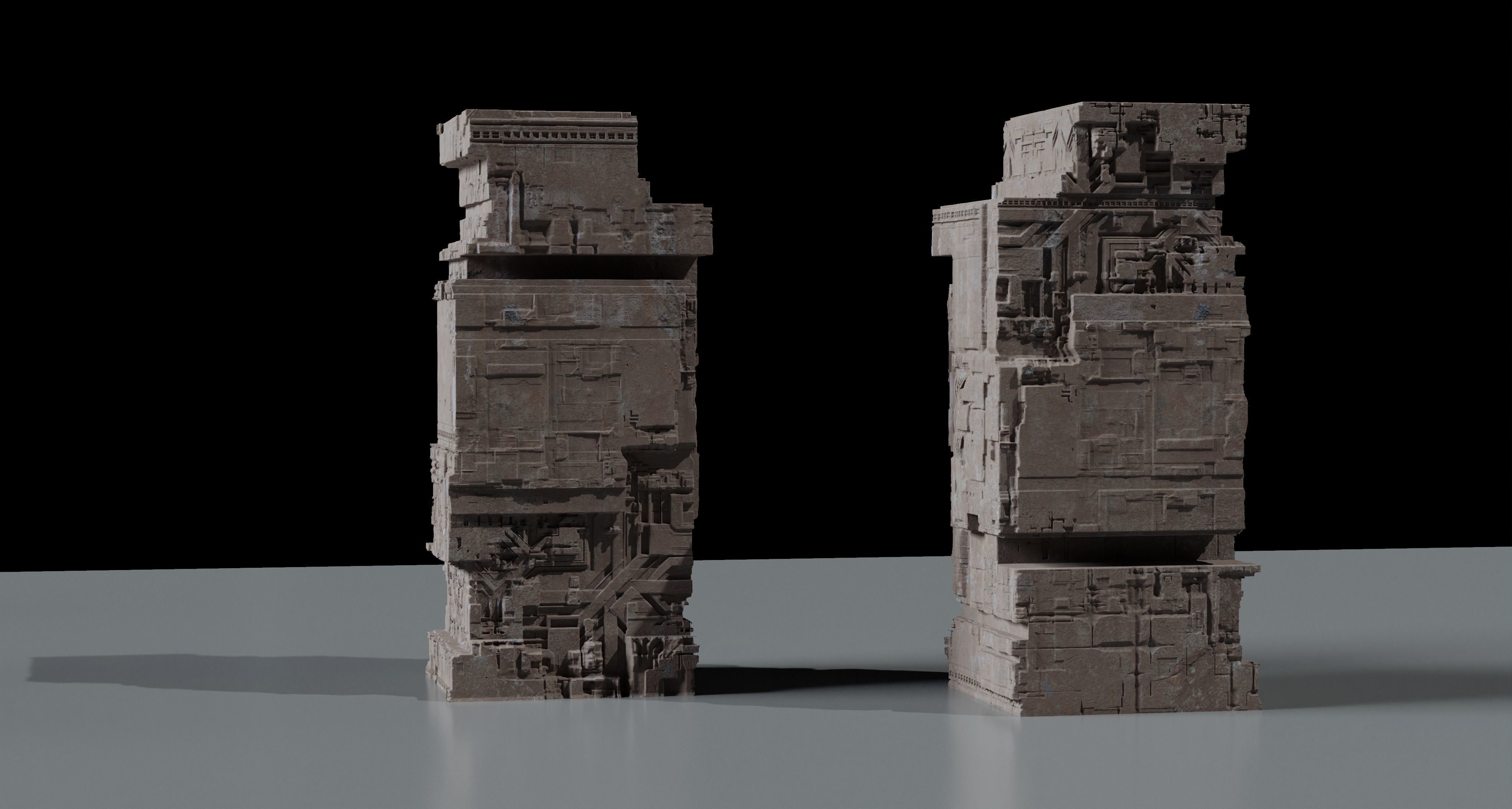 Ancient Sci-Fi Kitbash 3D Assets 3D model_2