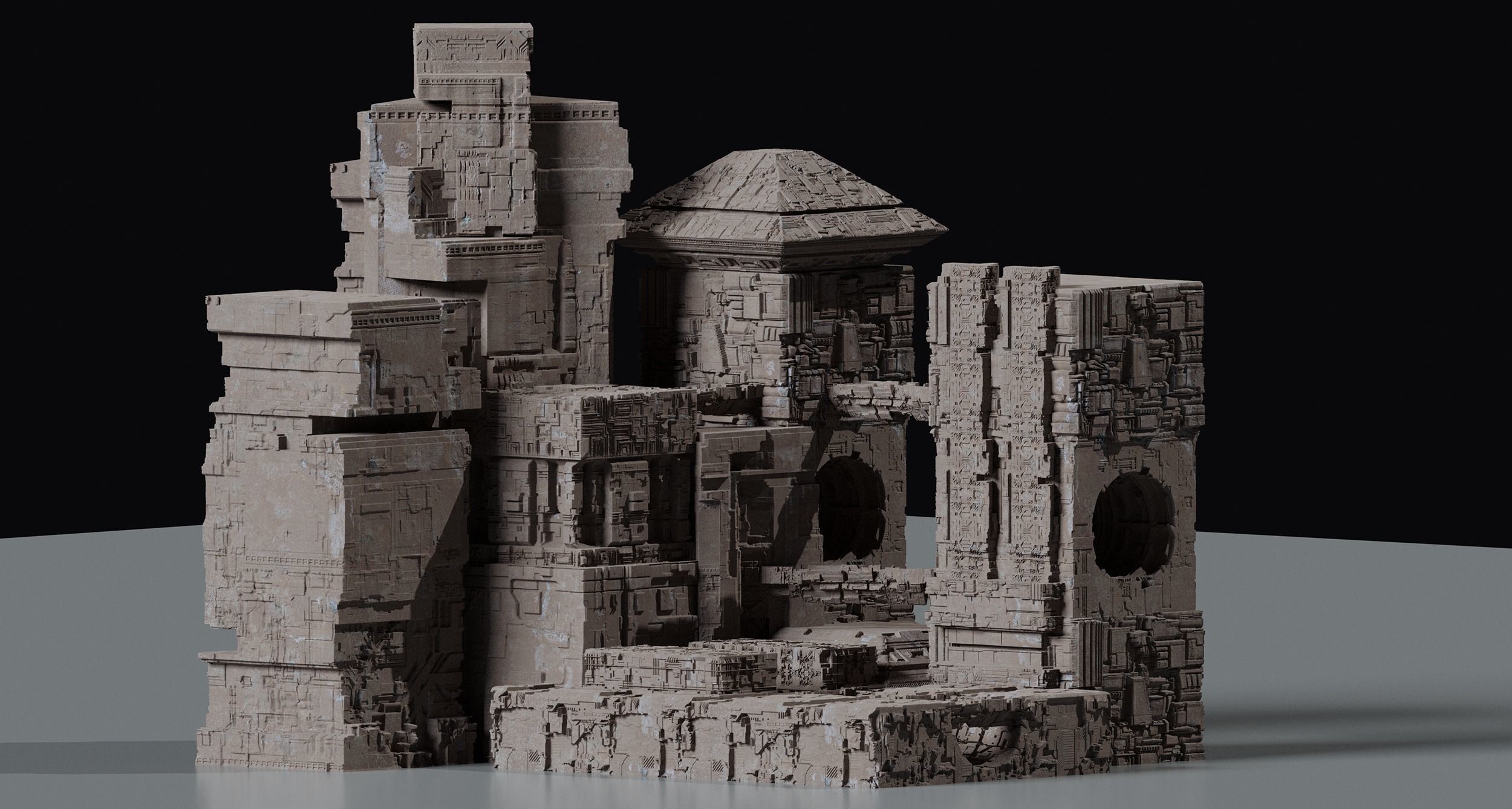 Ancient Sci-Fi Kitbash 3D Assets 3D model_1